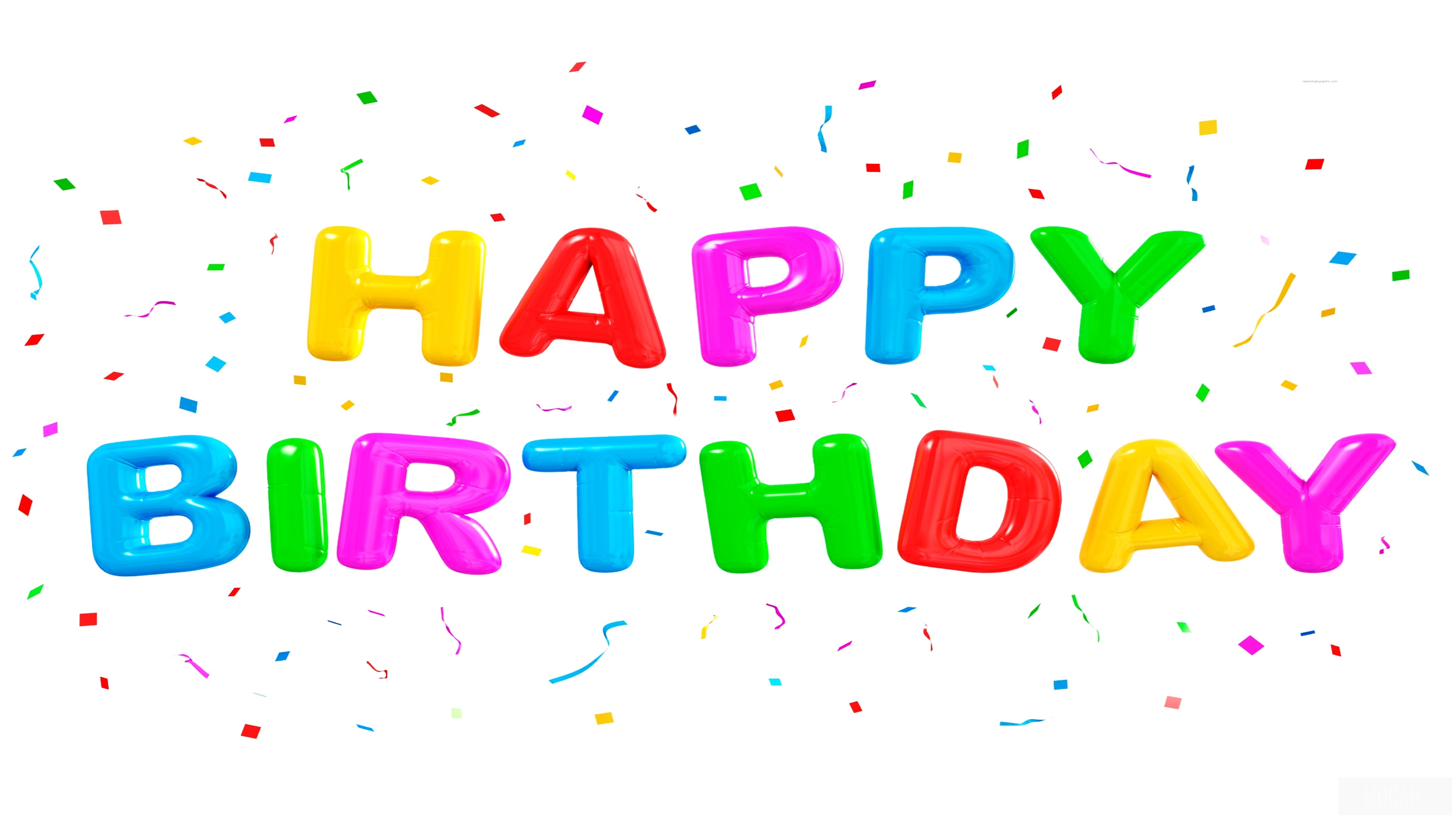 Happy Birthday Balloons with Confetti 4K HD Wallpaper