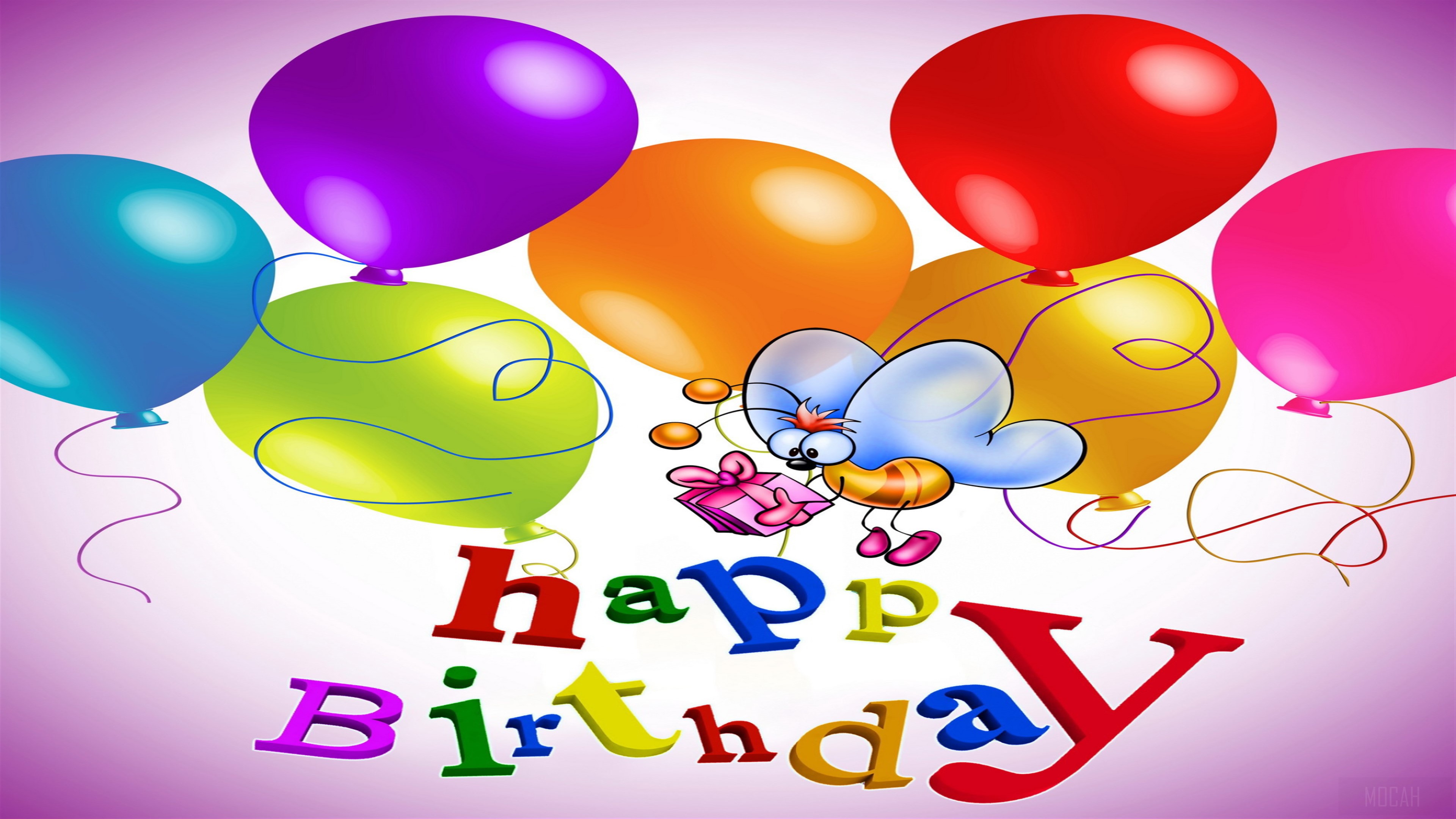 Happy Birthday Balloons and Butterfly 4K HD Wallpaper