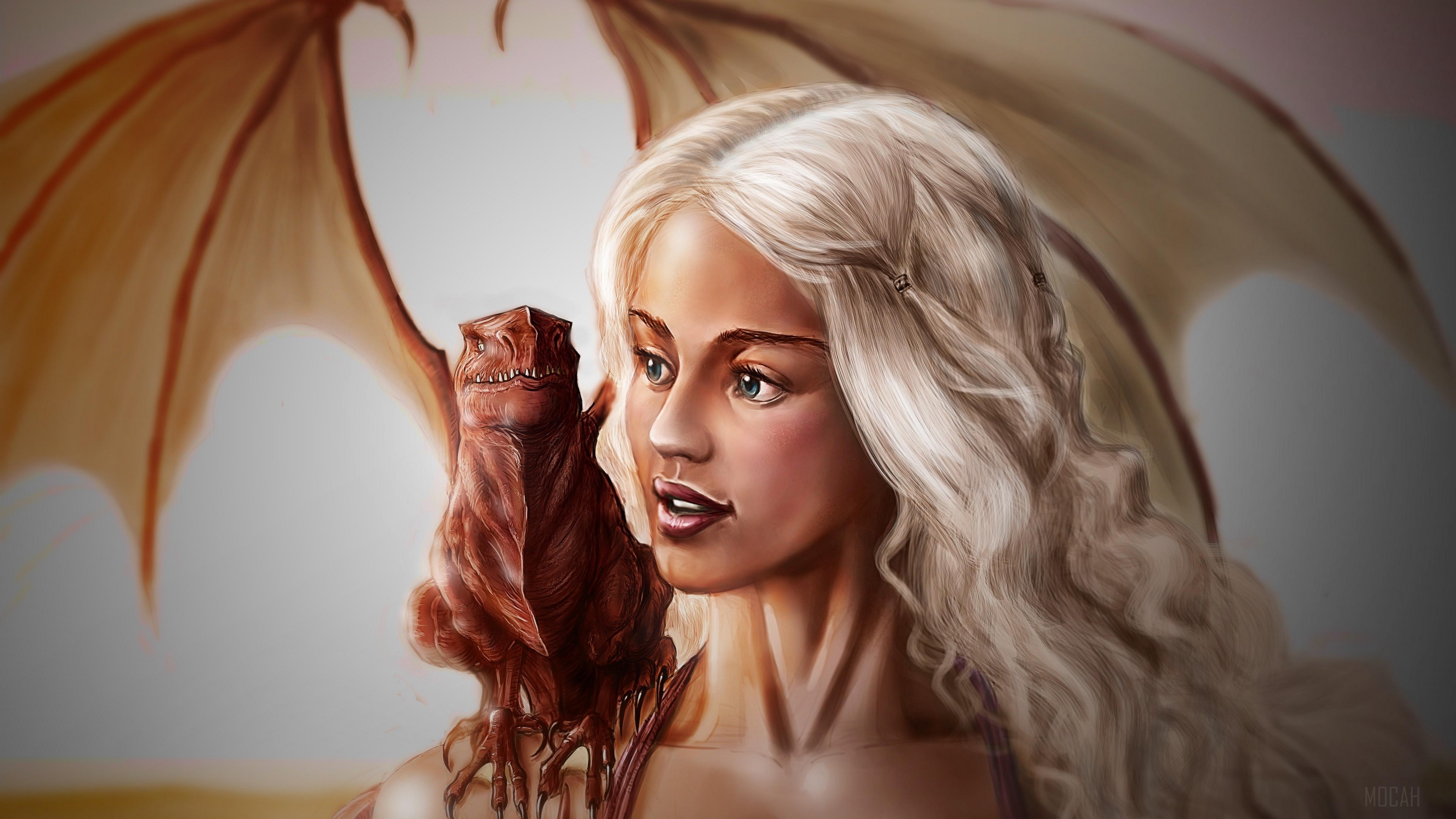 Girl with a dragon HD Wallpaper