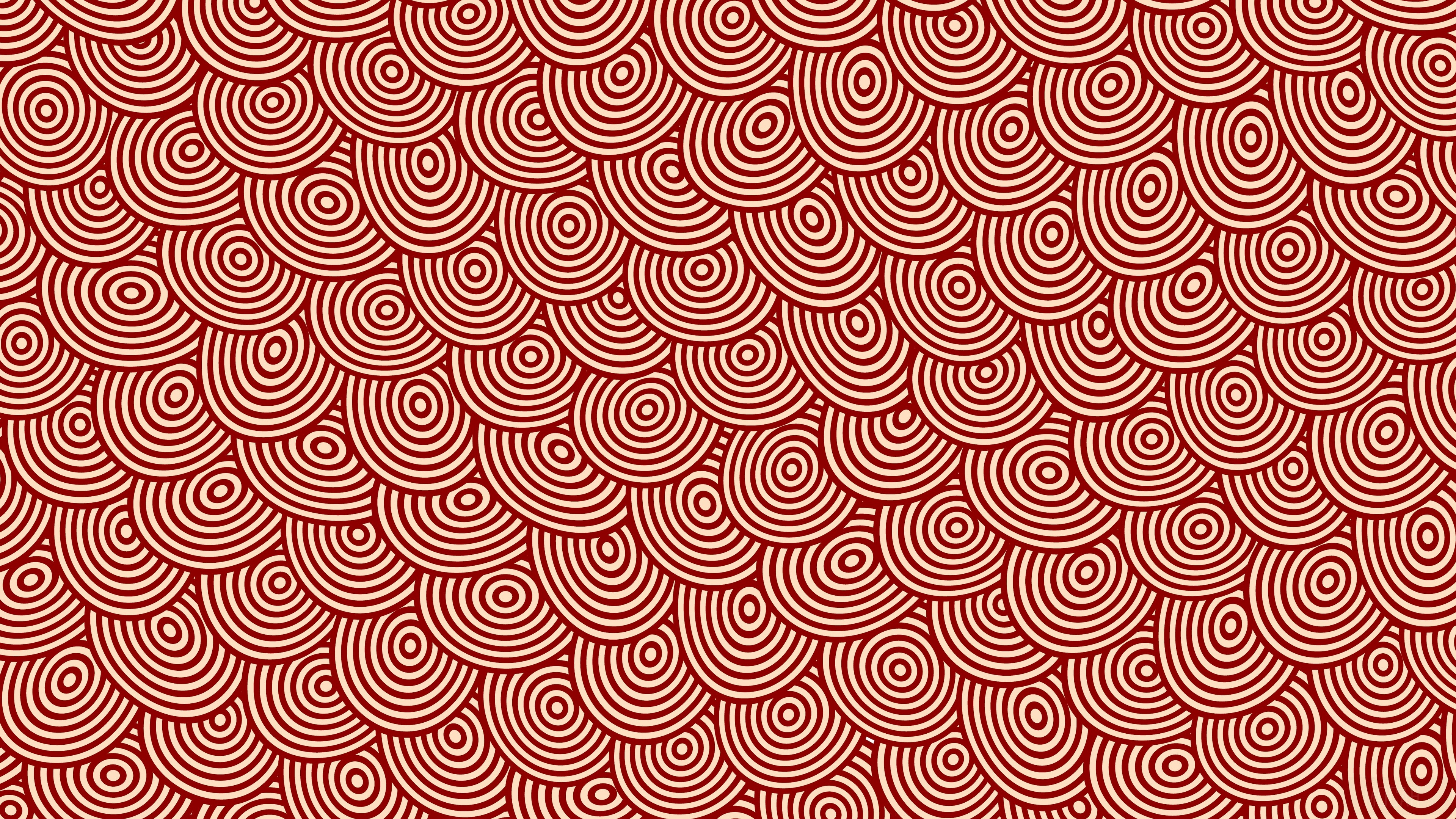 Red and cream concentric circle pattern texture 4K HD Wallpaper