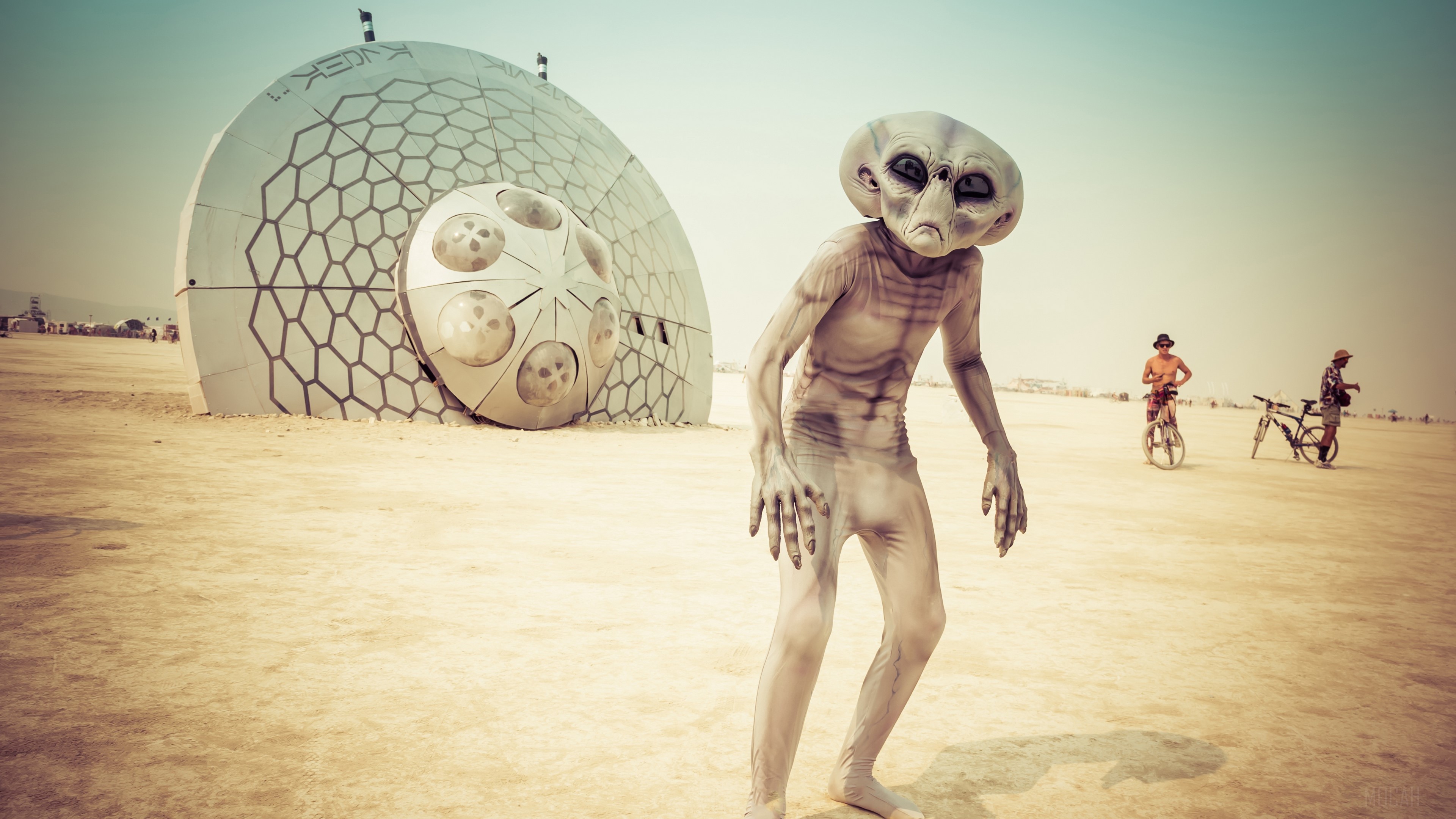 Alien costume at Burning Man, Nevada 4K HD Wallpaper