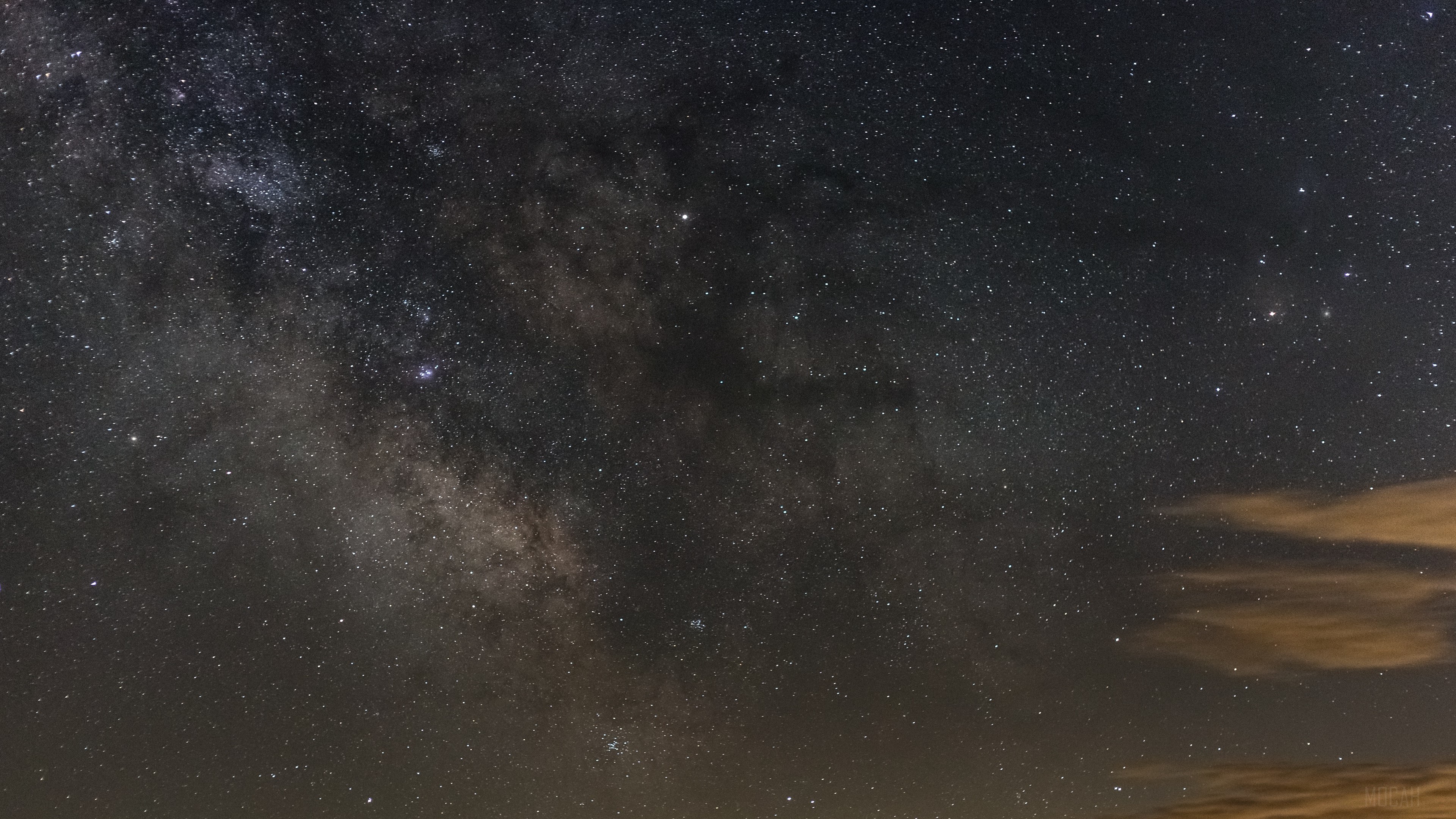 Starry sky with galaxy and clouds 4K HD Wallpaper