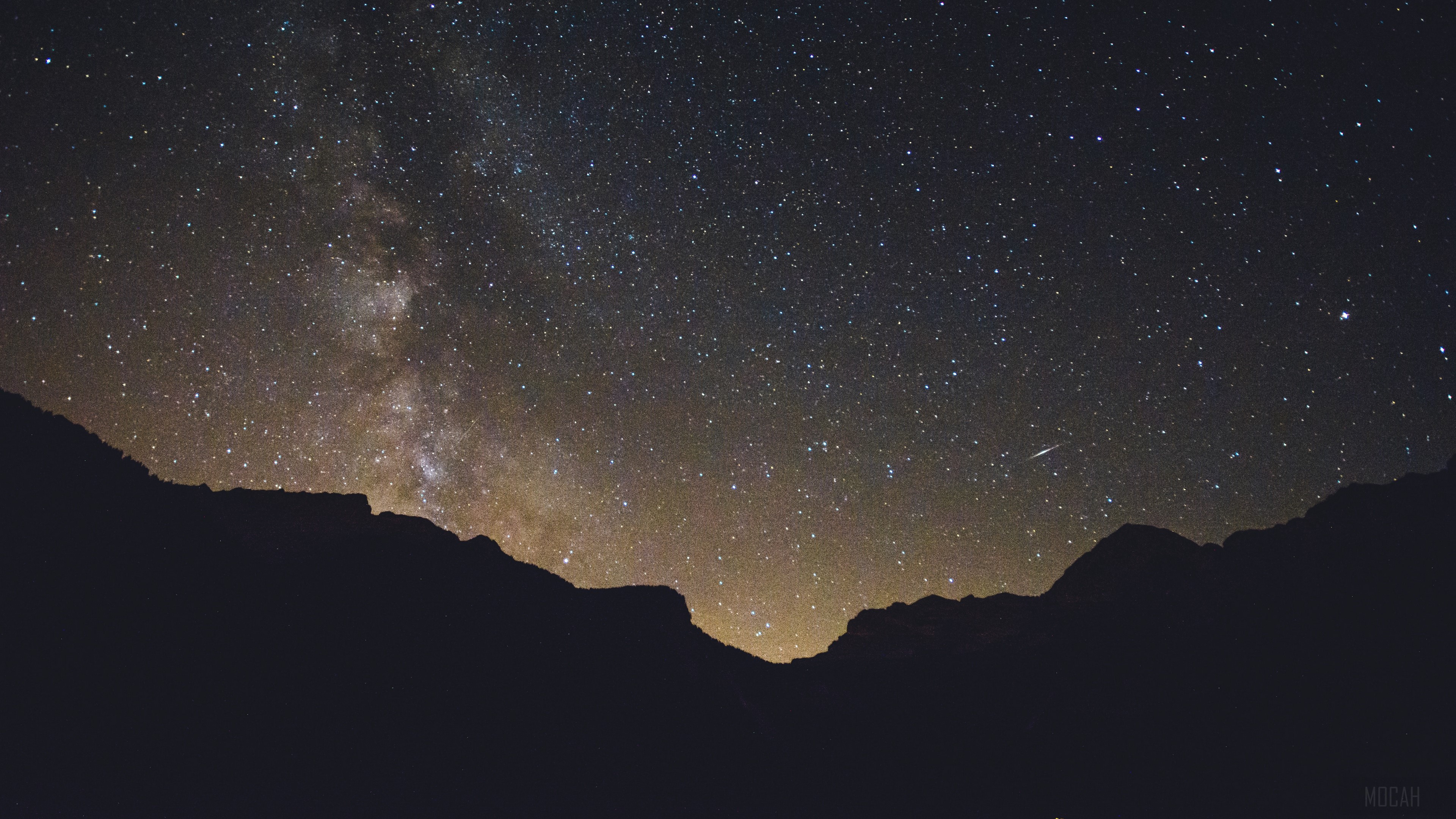 Starry sky over mountains HD Wallpaper