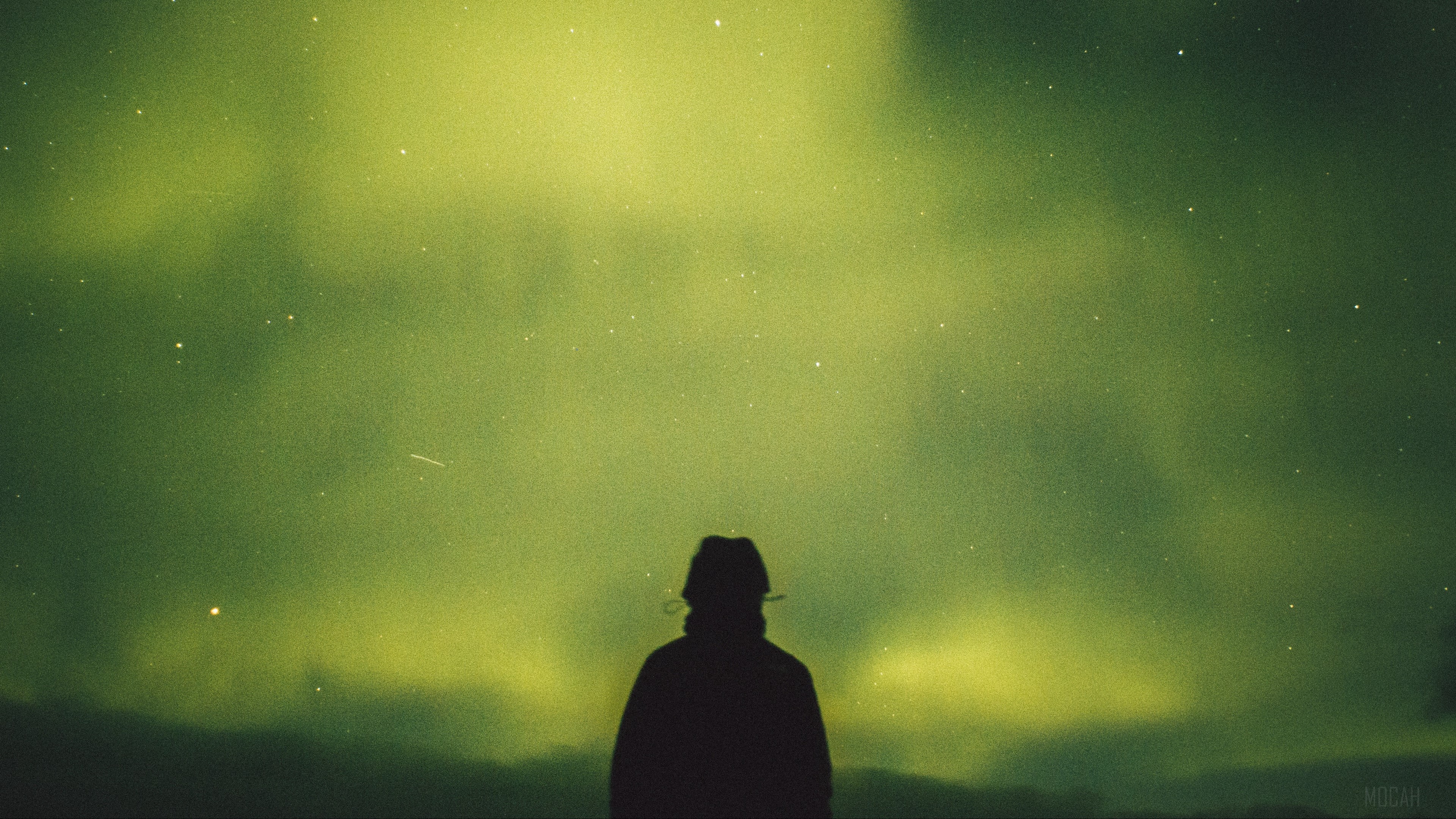 Silhouette under a starry night sky 4K HD Wallpaper