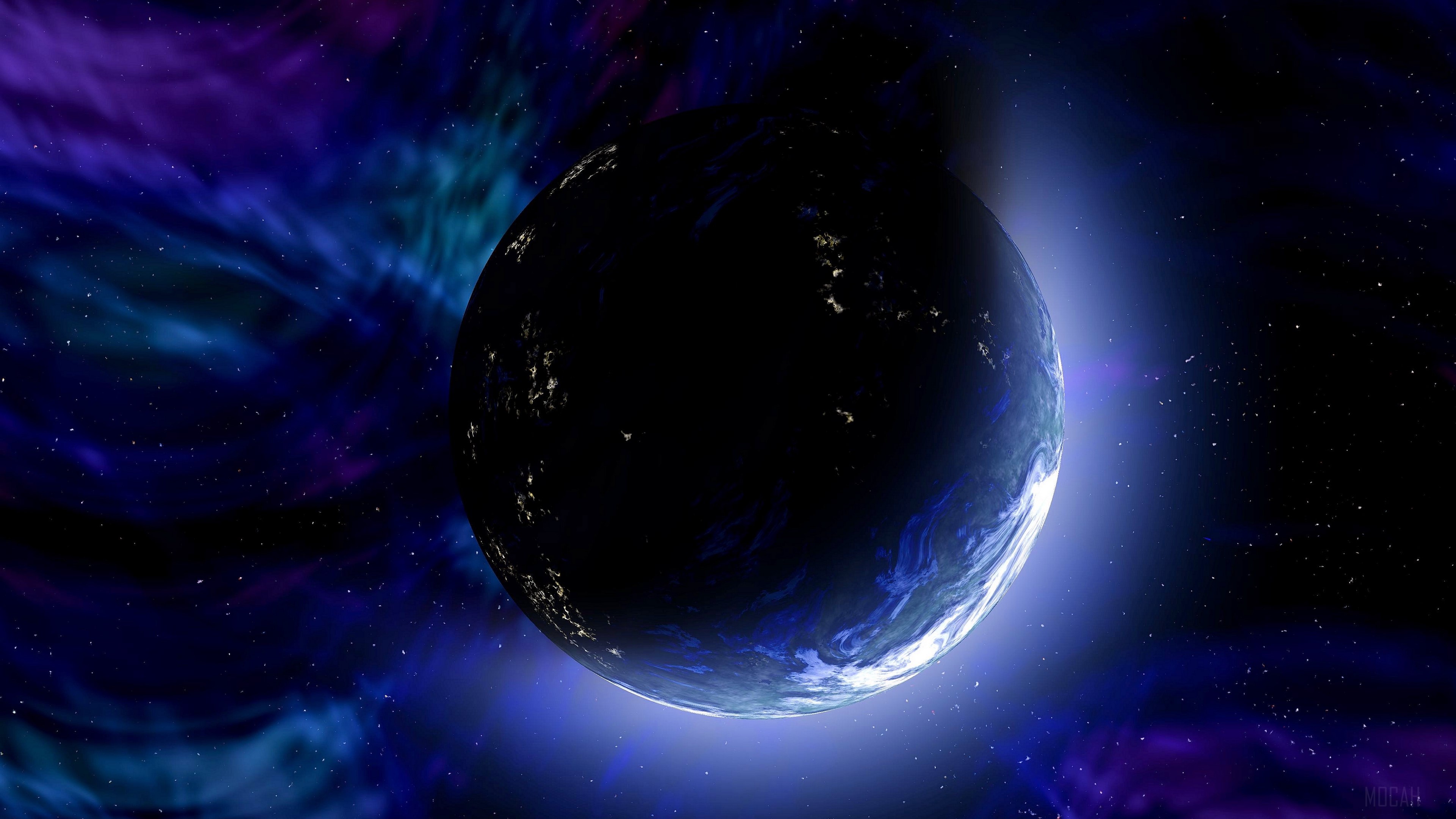 Planet in space with nebula and stars 4K HD Wallpaper