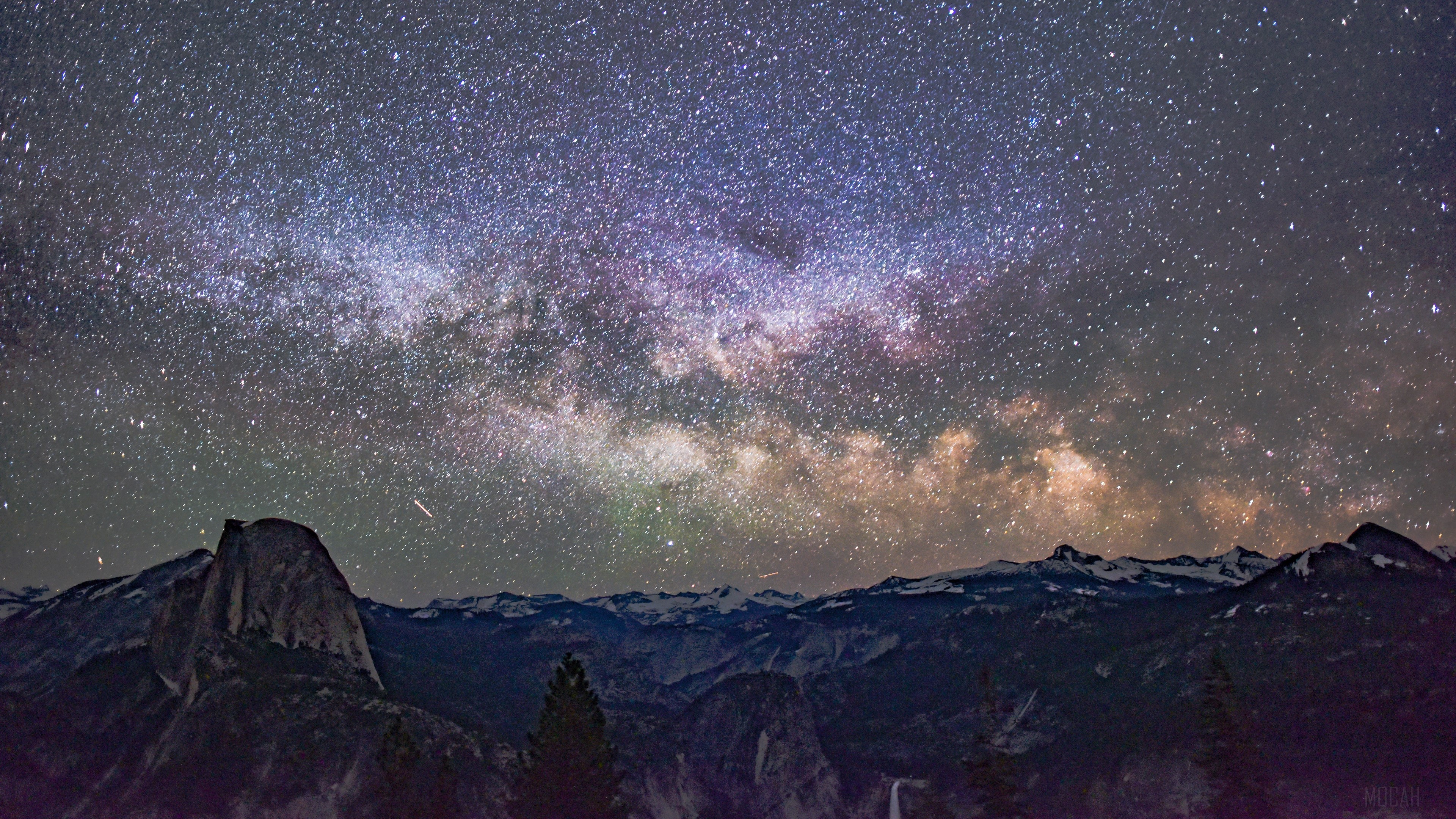 Starry Sky Over Mountains and Galaxy 4K HD Wallpaper