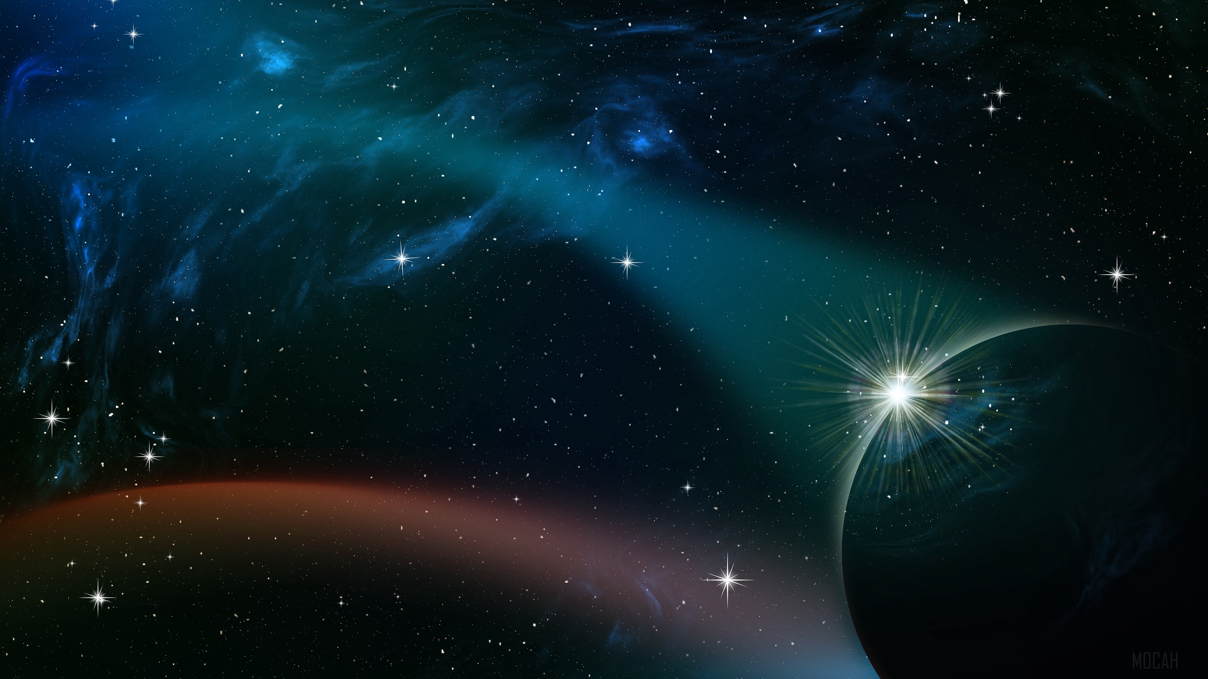 Galaxy with stars and planet HD Wallpaper