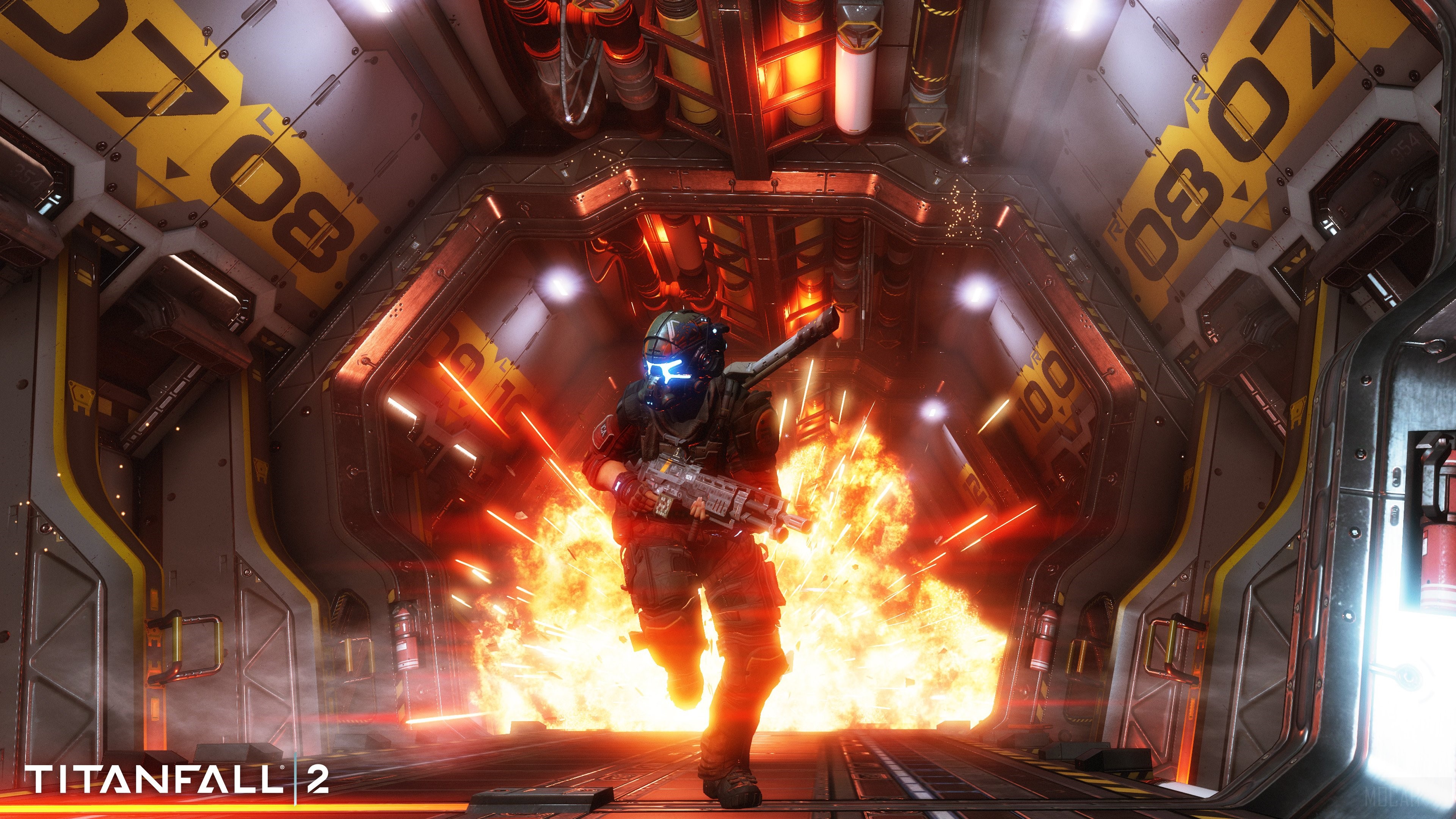 Soldier running through fire in Titanfall 2 4K HD Wallpaper