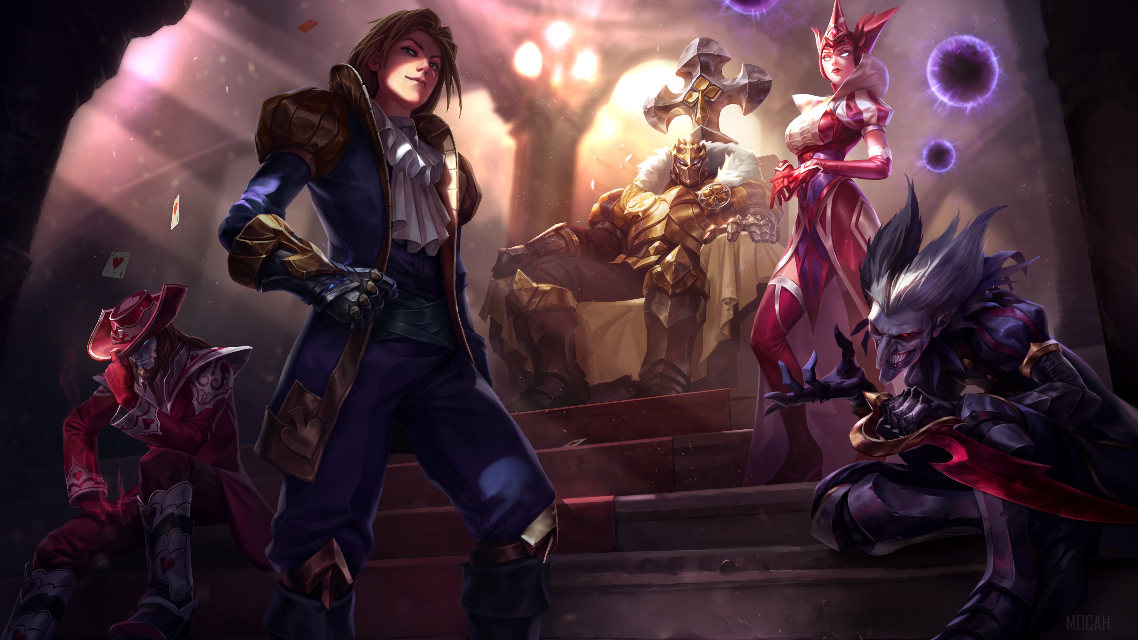 League of Legends characters in a grand hall HD Wallpaper