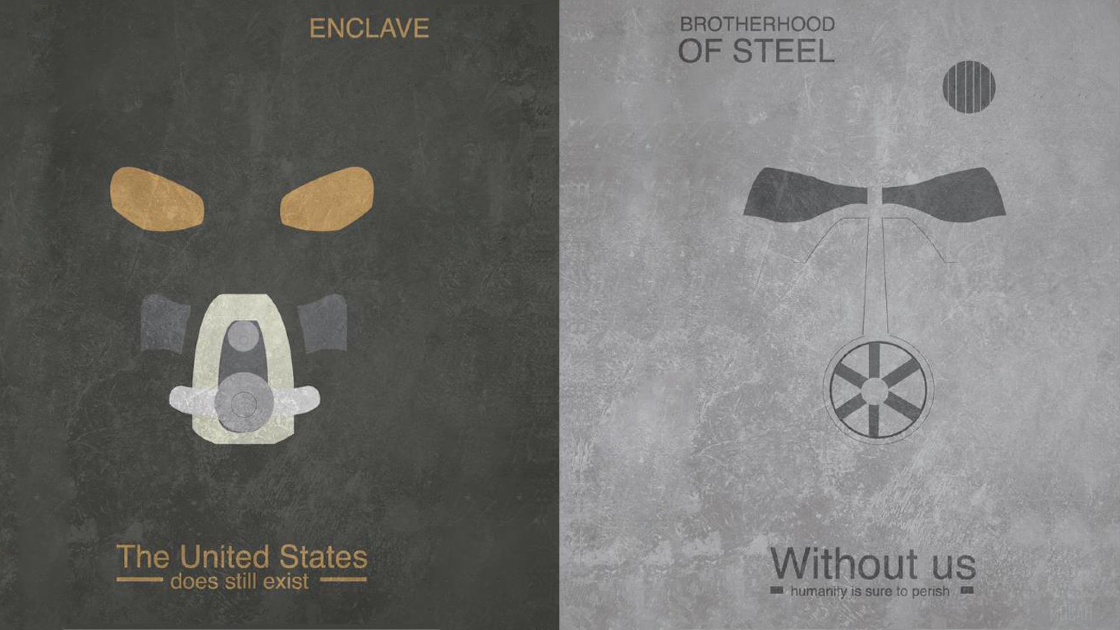 Enclave and Brotherhood of Steel posters from Fallout 4 HD Wallpaper
