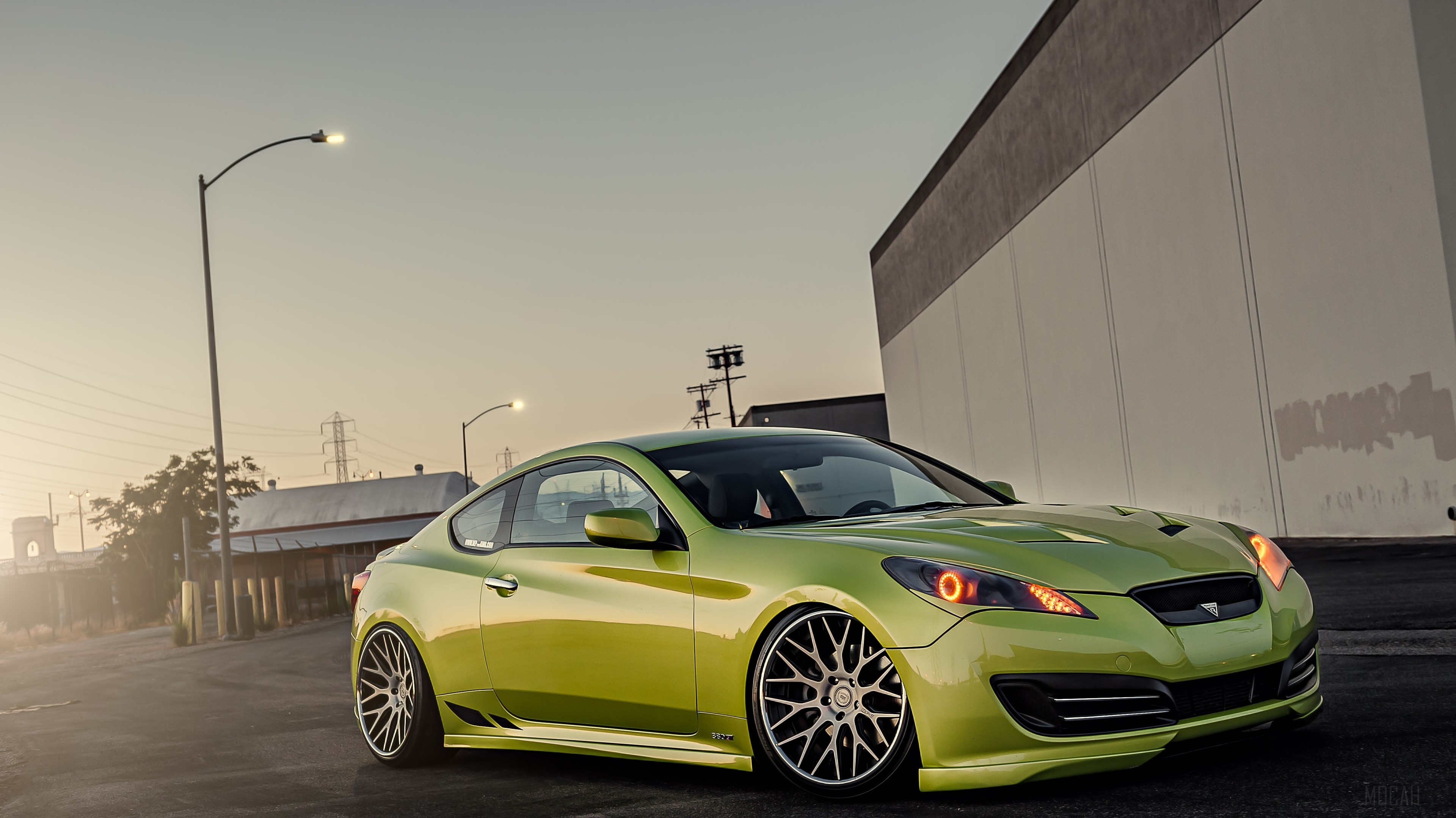 Green Hyundai Genesis Stance 4K HD Wallpaper