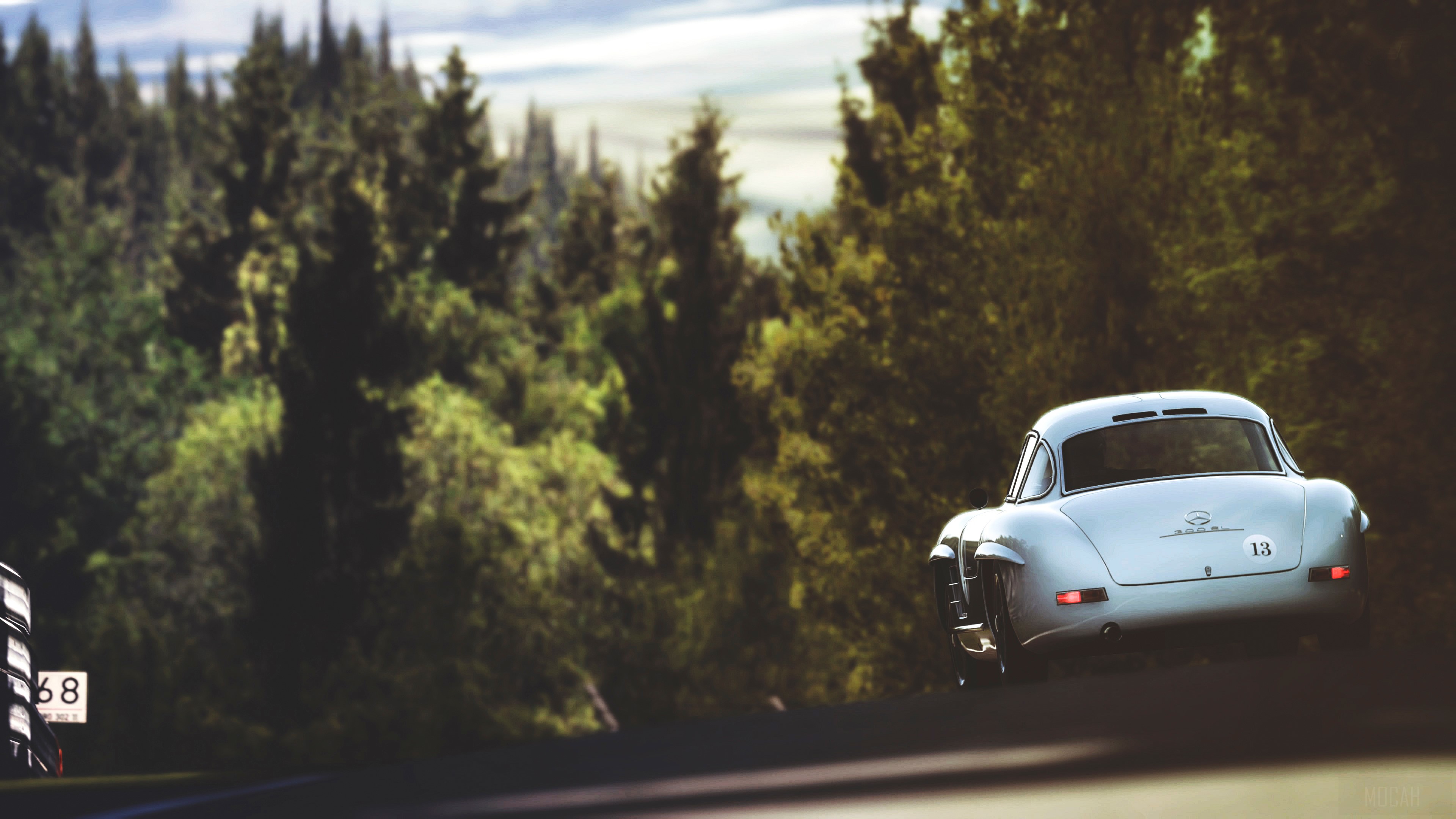 Mercedes-Benz 300 SL Gullwing on a forest road 4K HD Wallpaper