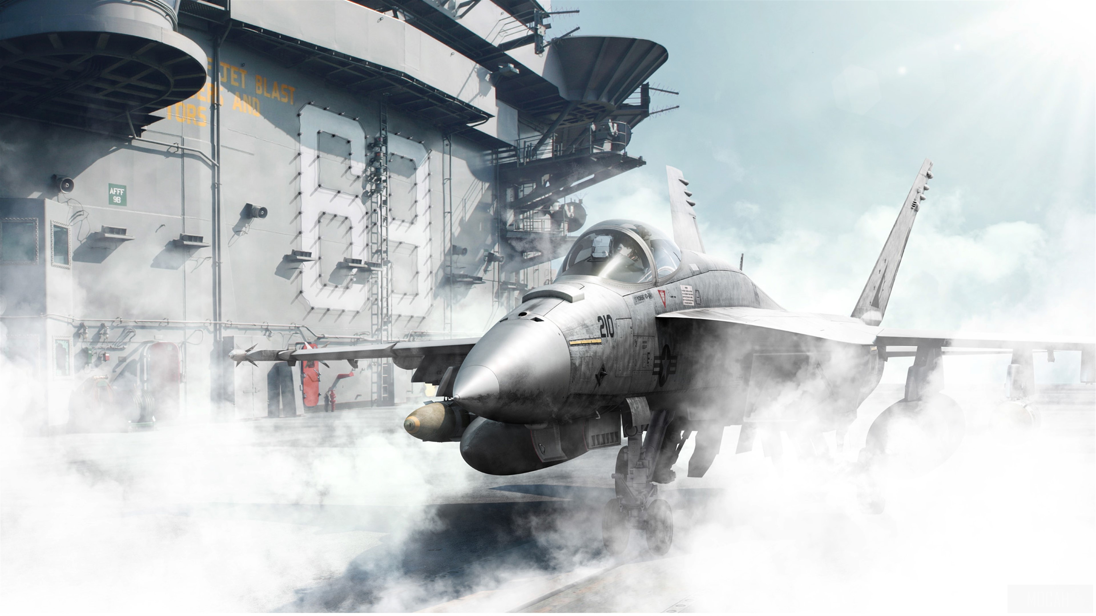 Boeing FA-18EF Super Hornet on Aircraft Carrier 4K HD Wallpaper
