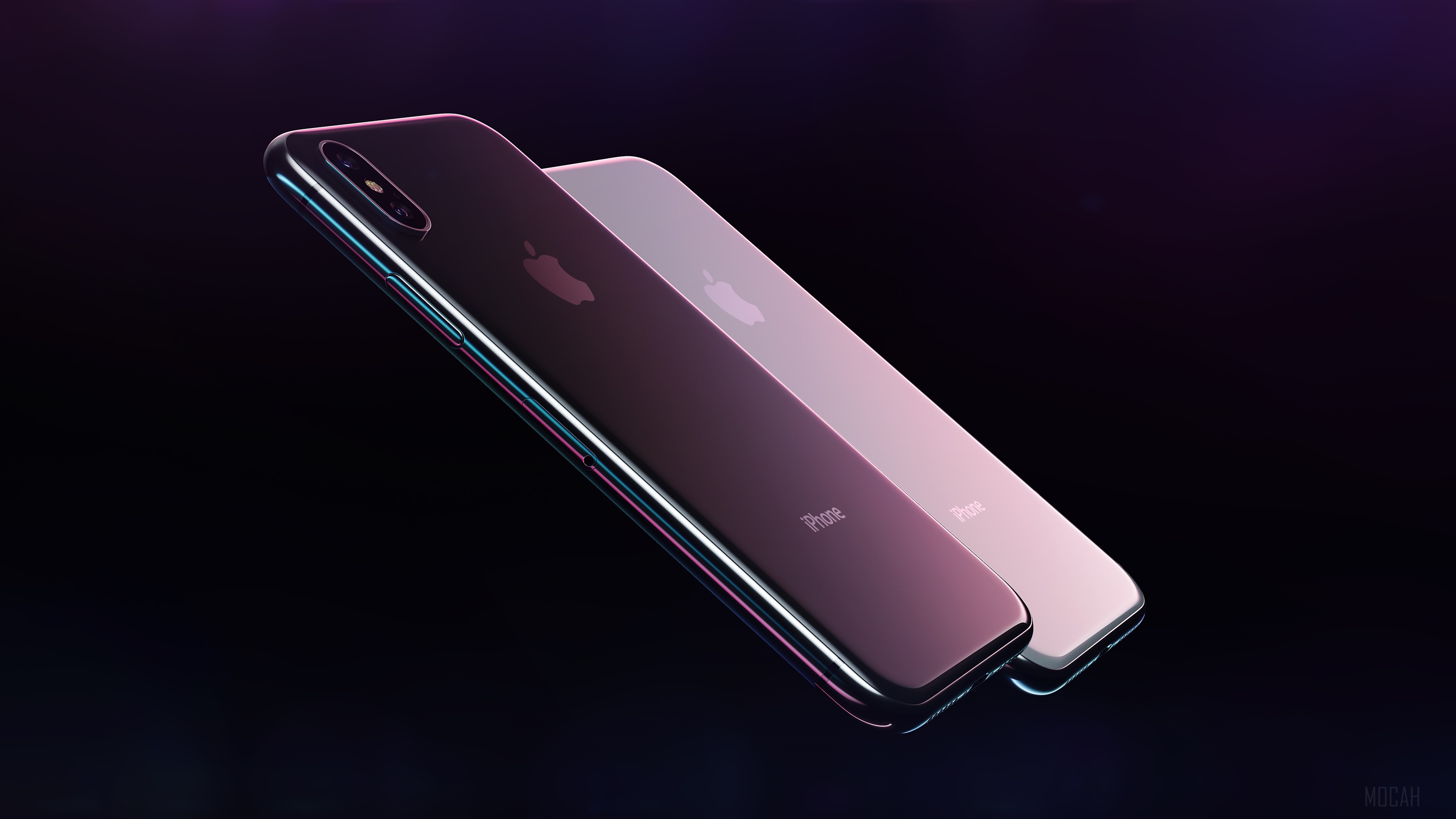 Two iPhones on a dark background HD Wallpaper