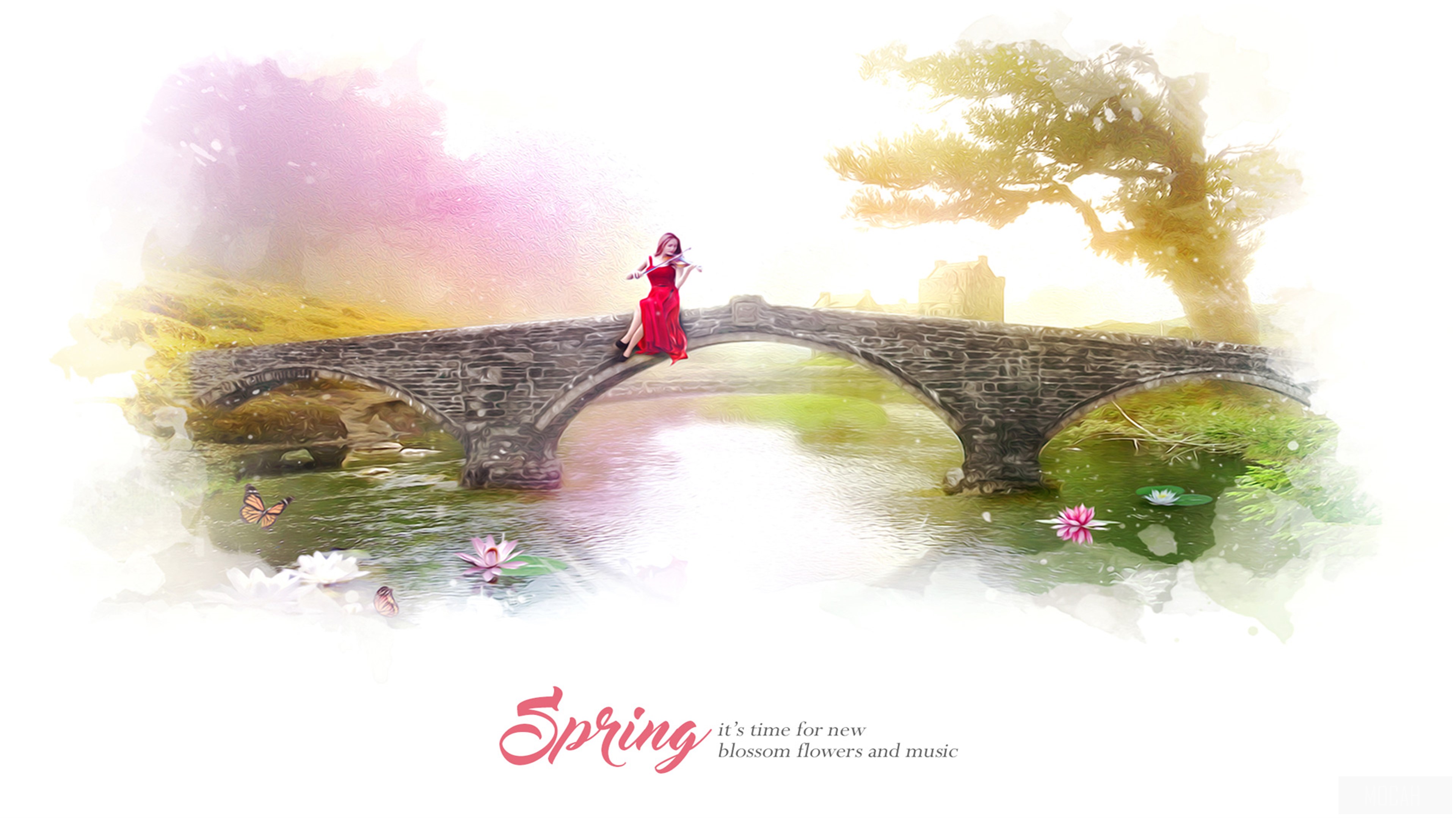 Spring Blossom Flowers Music HD Wallpaper