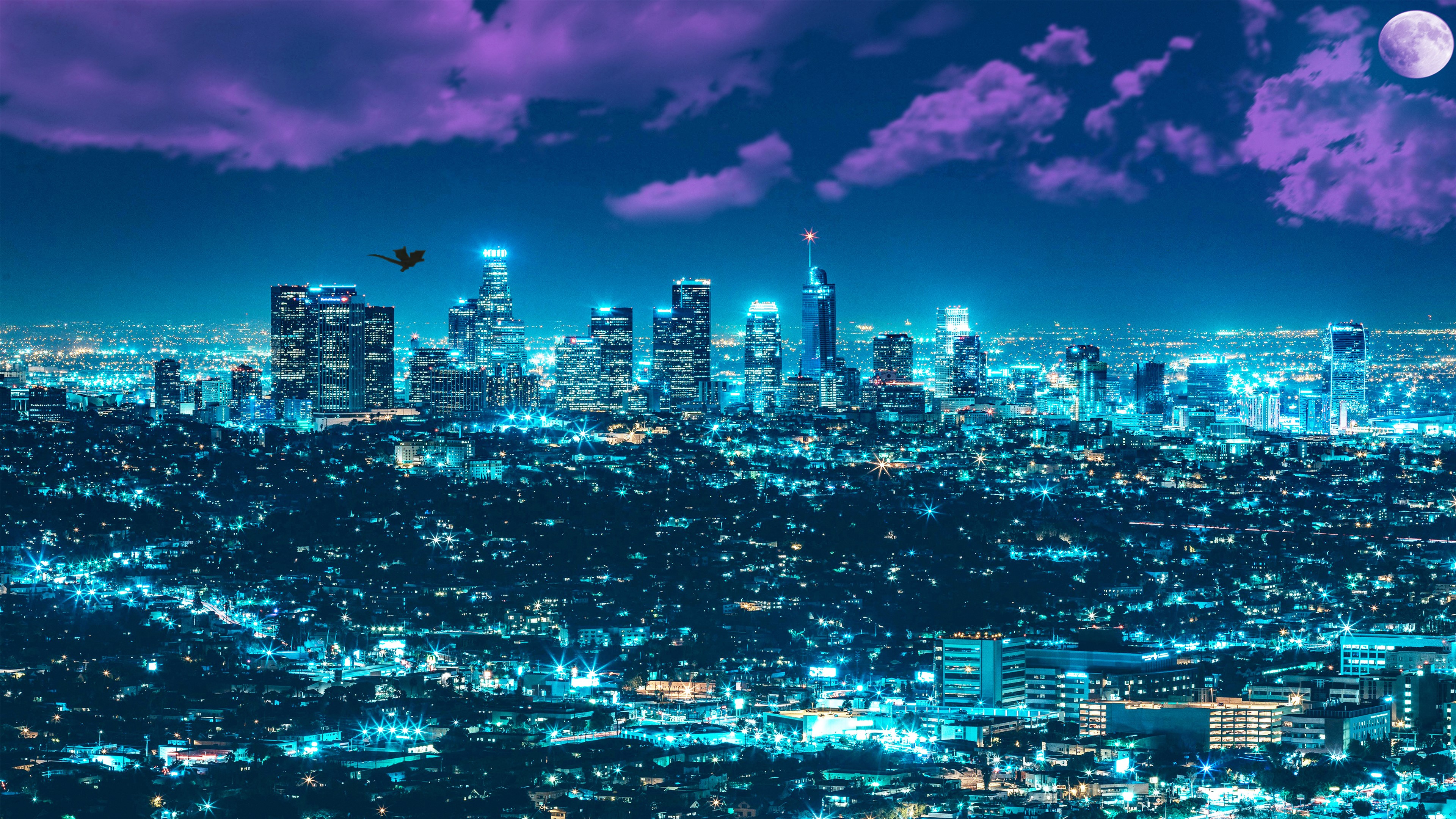 Los Angeles Night Cityscape 4K HD Wallpaper