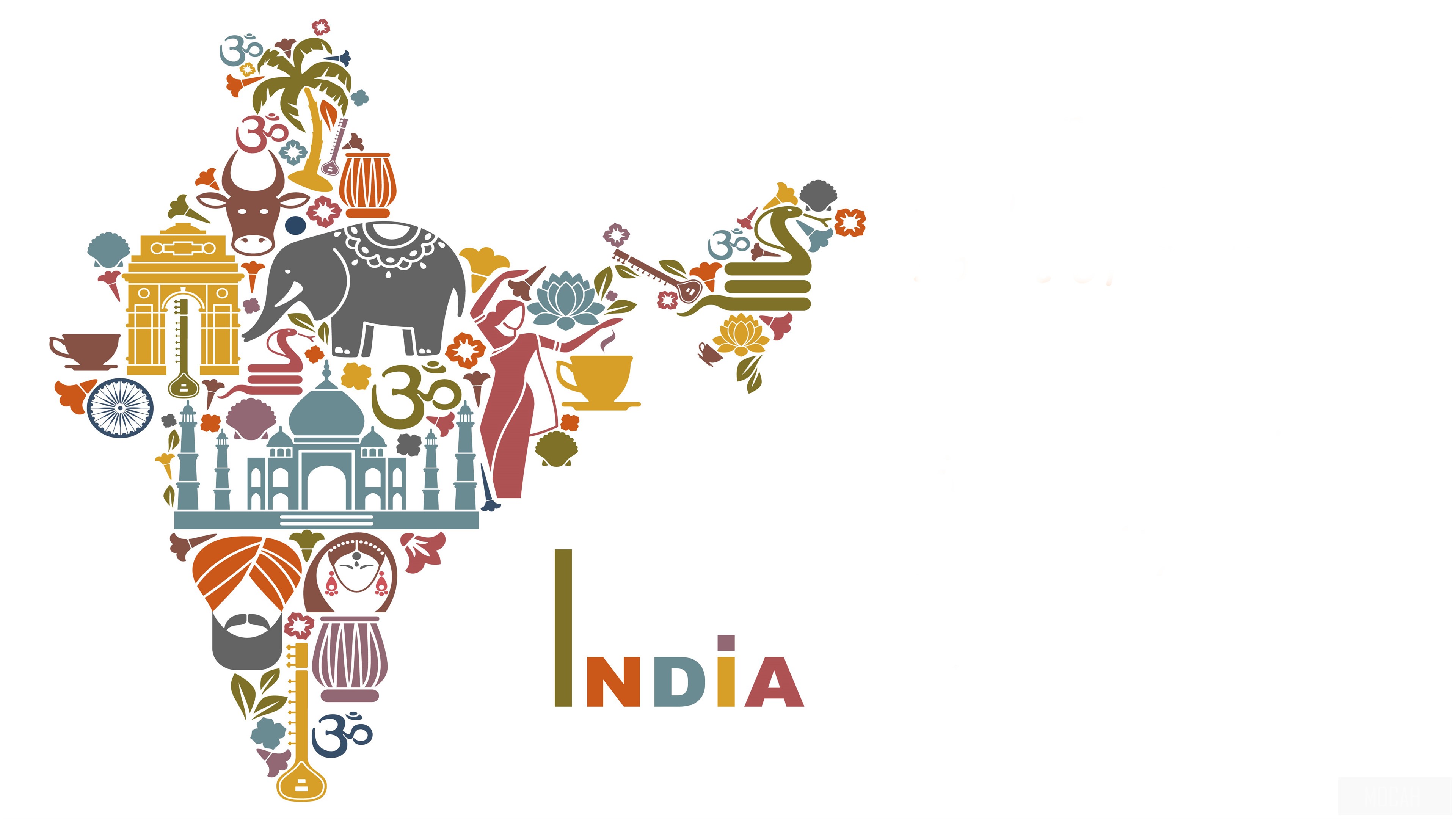 India map collage with cultural icons HD Wallpaper