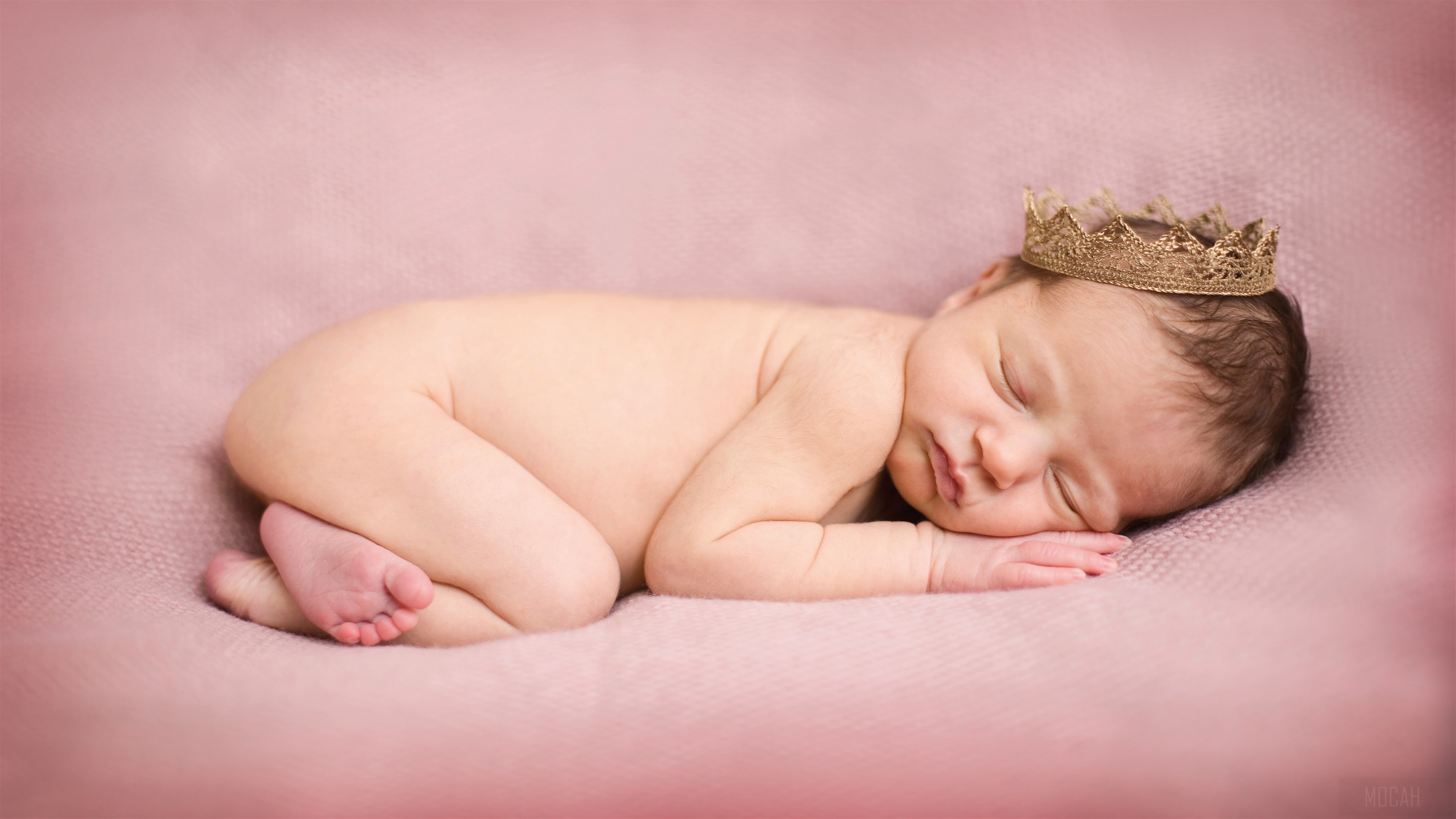 Newborn Baby with Crown 4K HD Wallpaper
