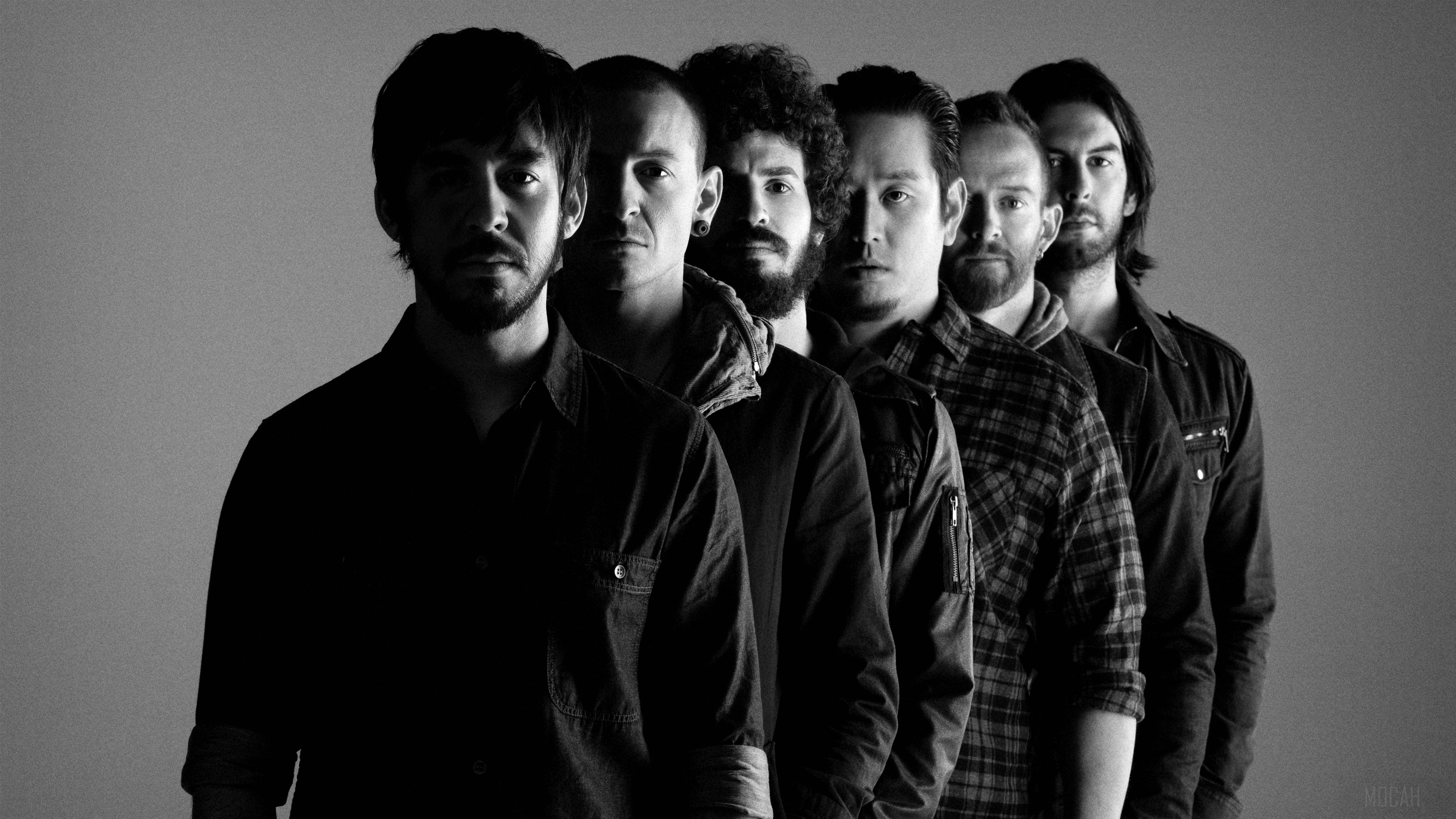 Linkin Park band members in black and white HD Wallpaper