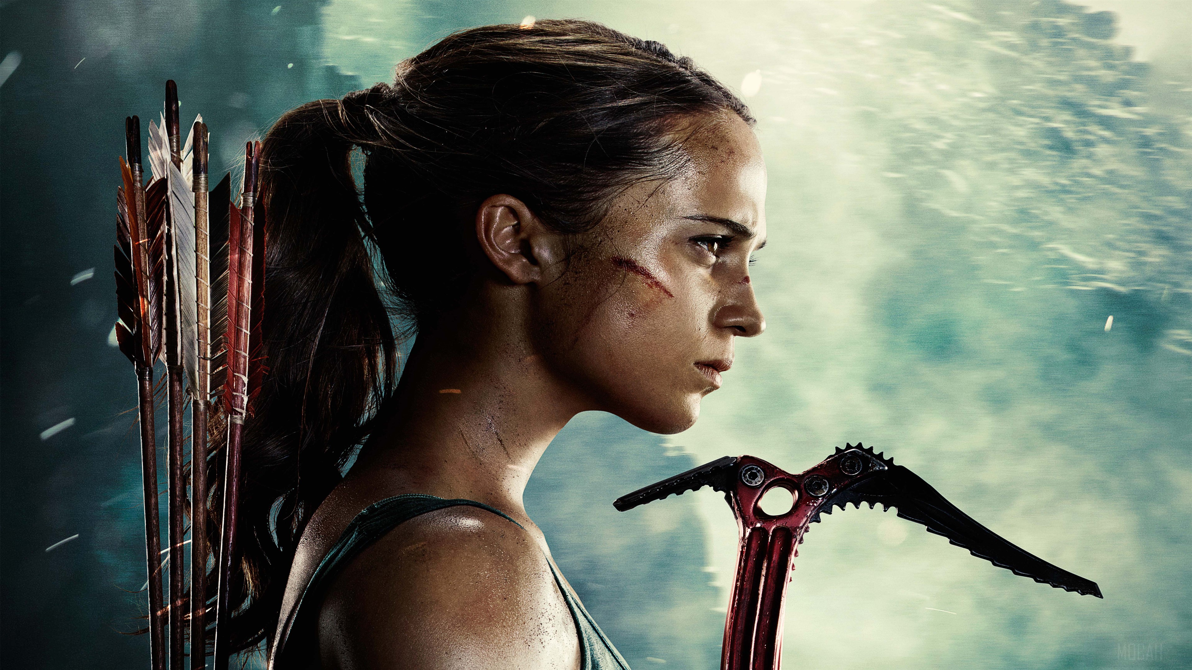 Lara Croft from Tomb Raider with bow and ice axe HD Wallpaper