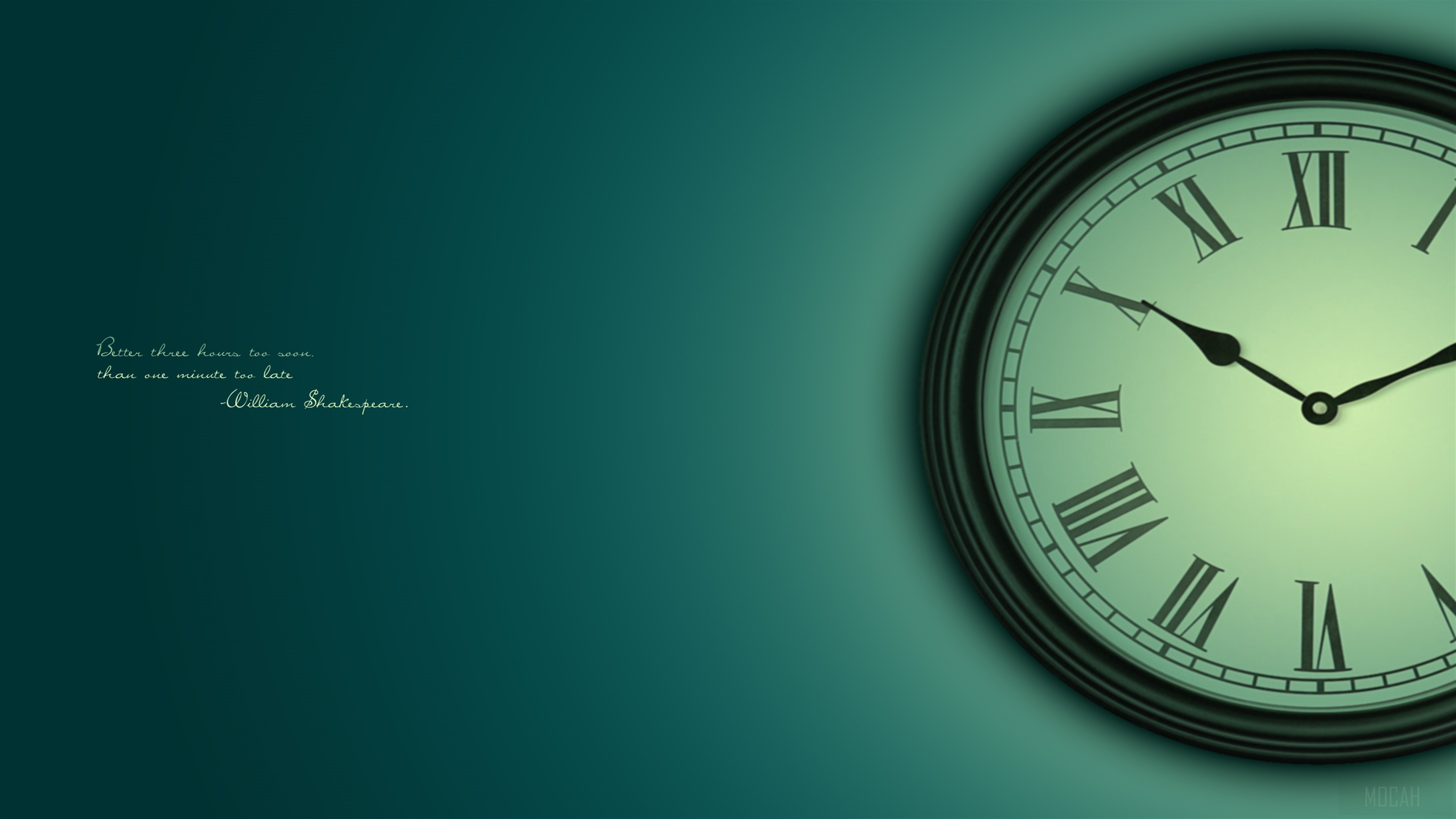 Clock with Shakespeare quote 4K HD Wallpaper