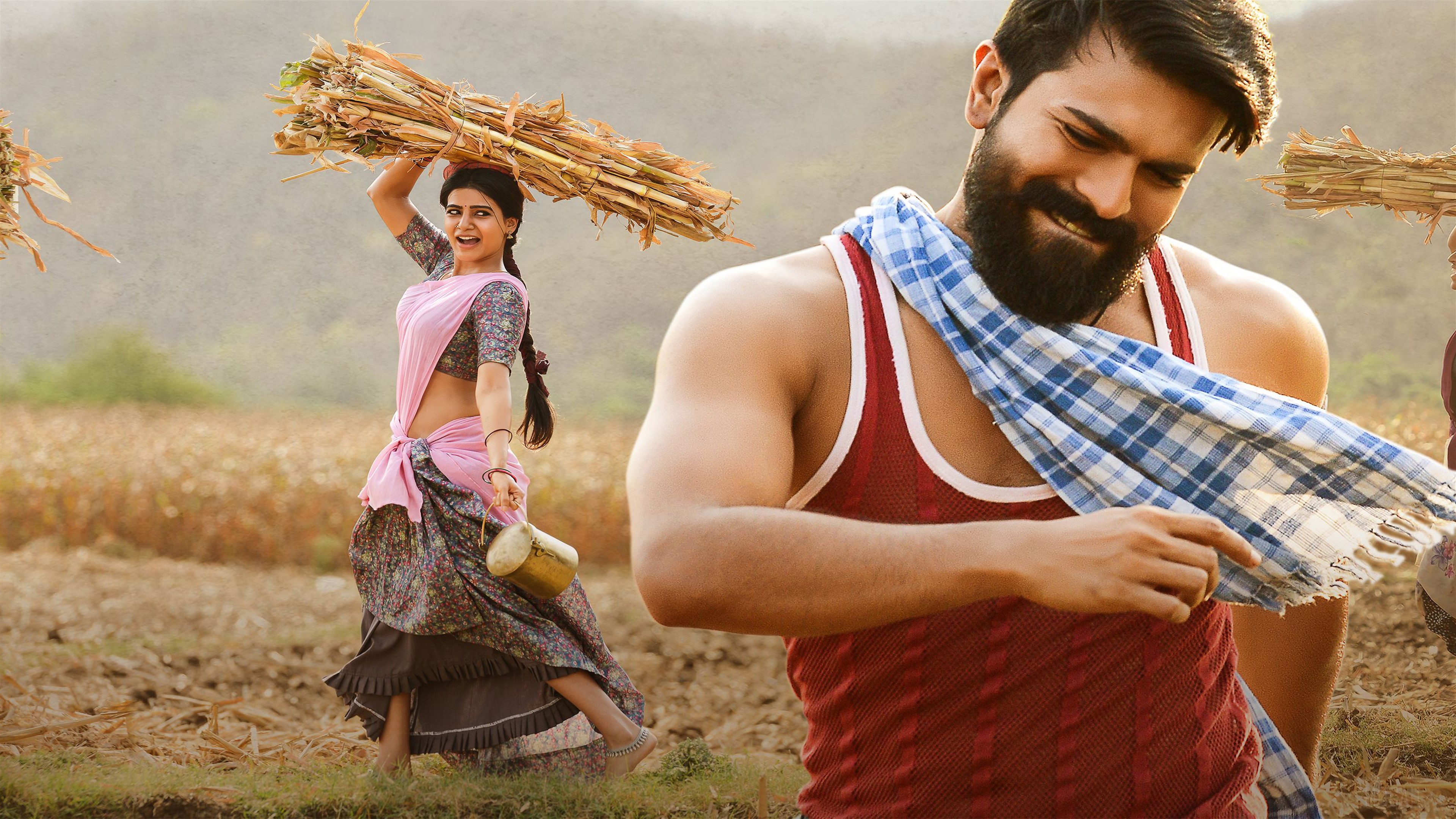Samantha and Ram Charan in Rangasthalam 4K HD Wallpaper