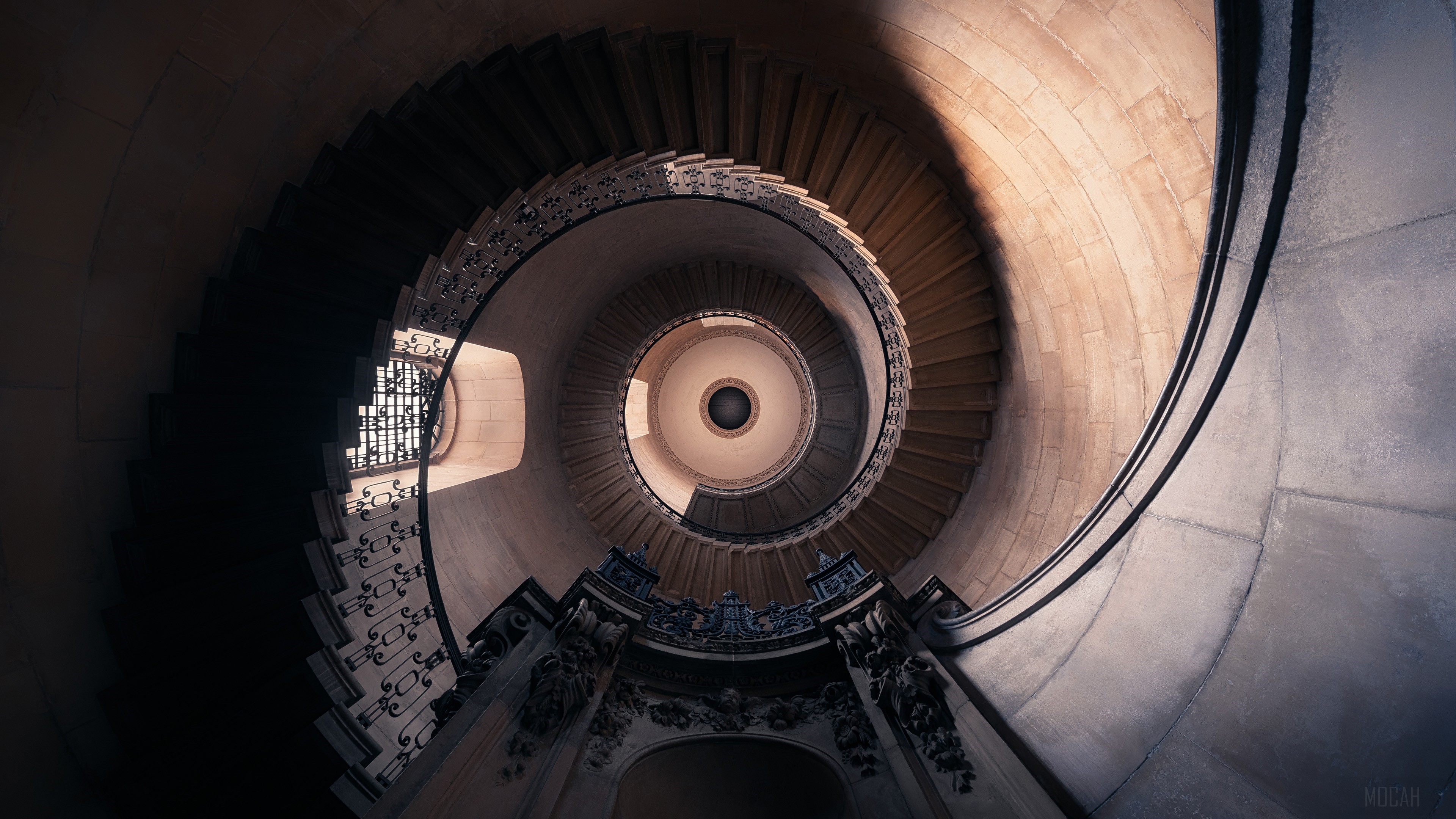 Spiral Staircase in a Tower 4K HD Wallpaper