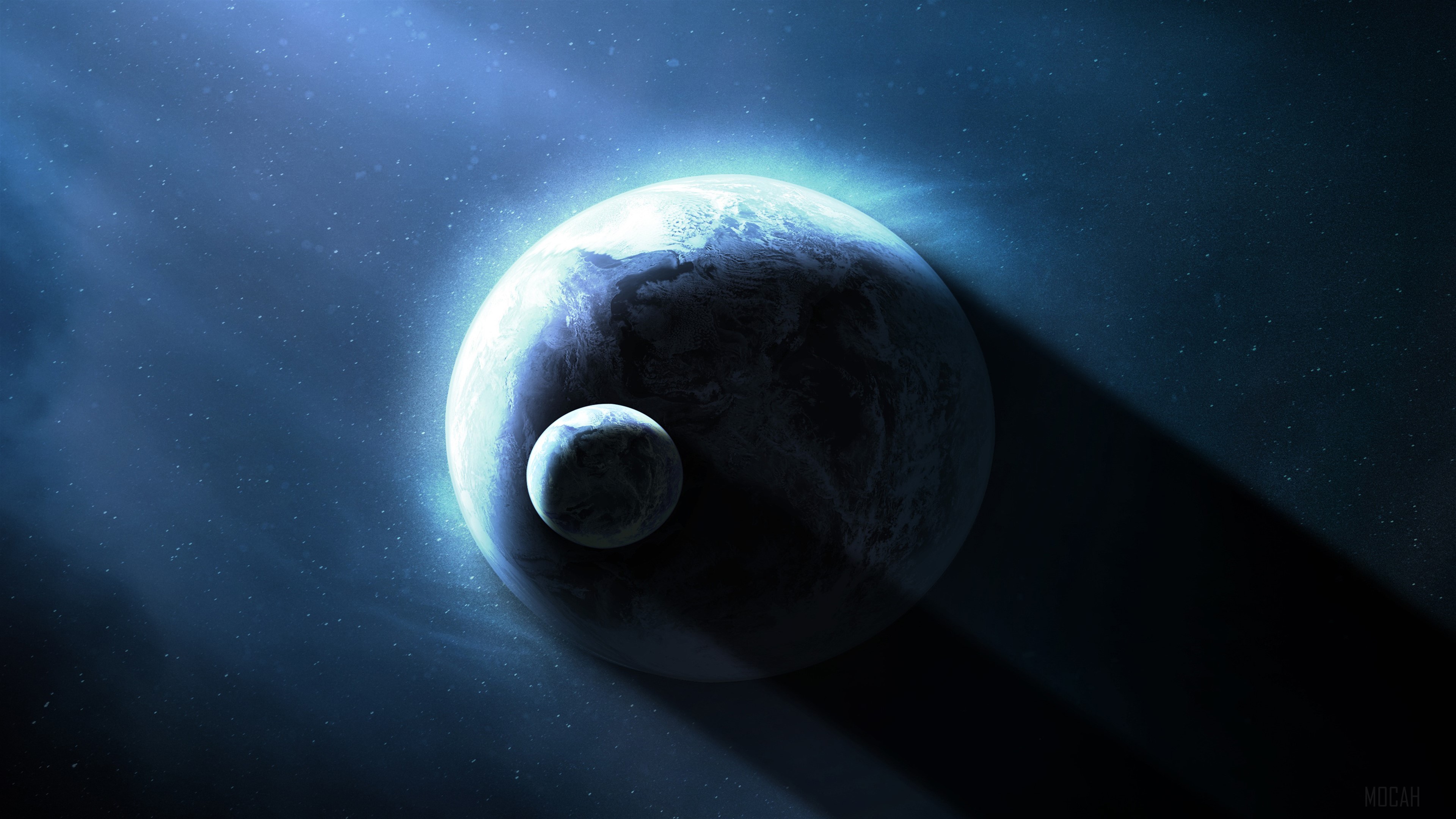 Planet Earth and Moon in Space 4K HD Wallpaper