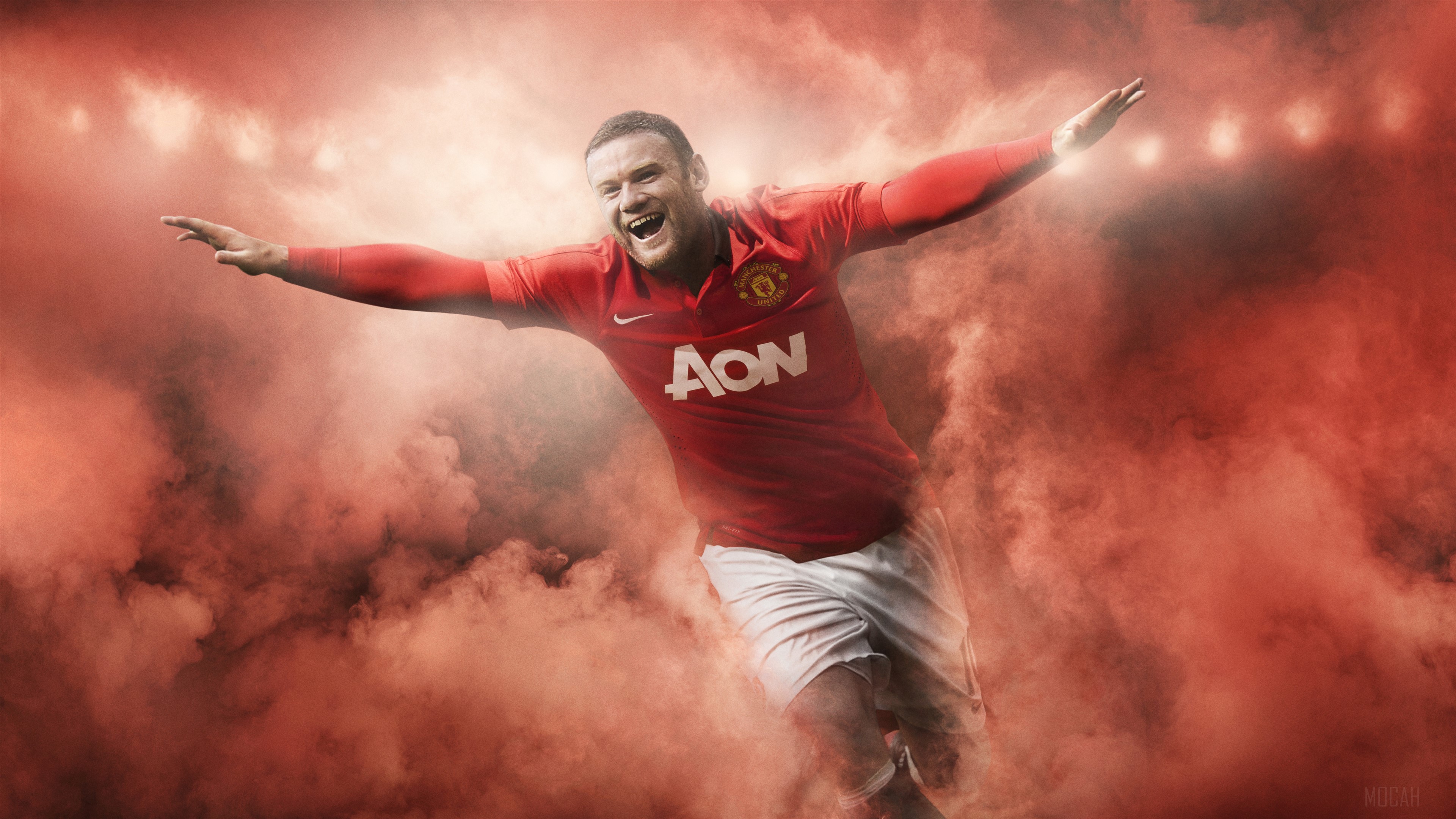 Wayne Rooney celebrating in red Manchester United kit HD Wallpaper