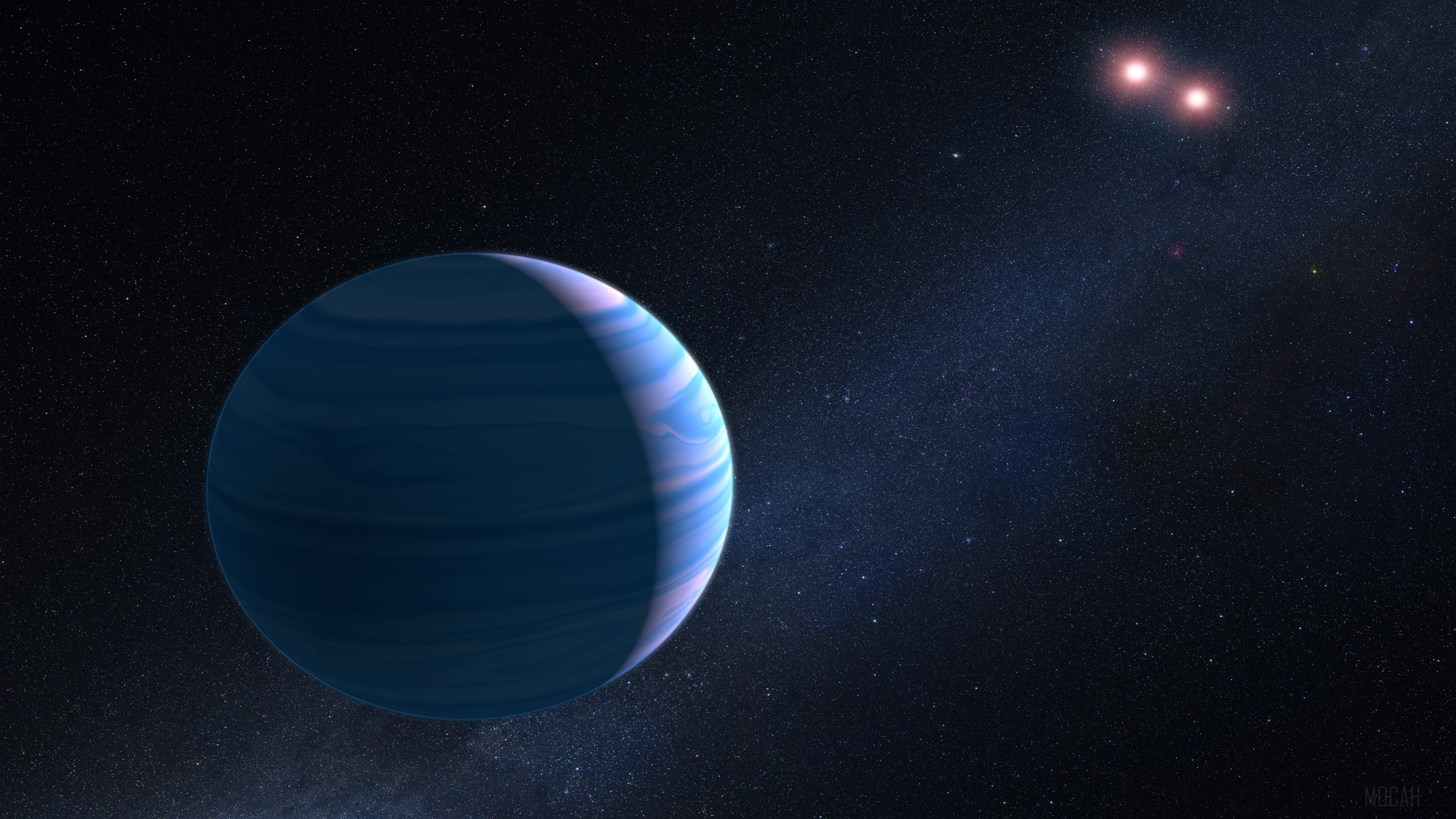 Gas Giant Planet and Twin Stars HD Wallpaper
