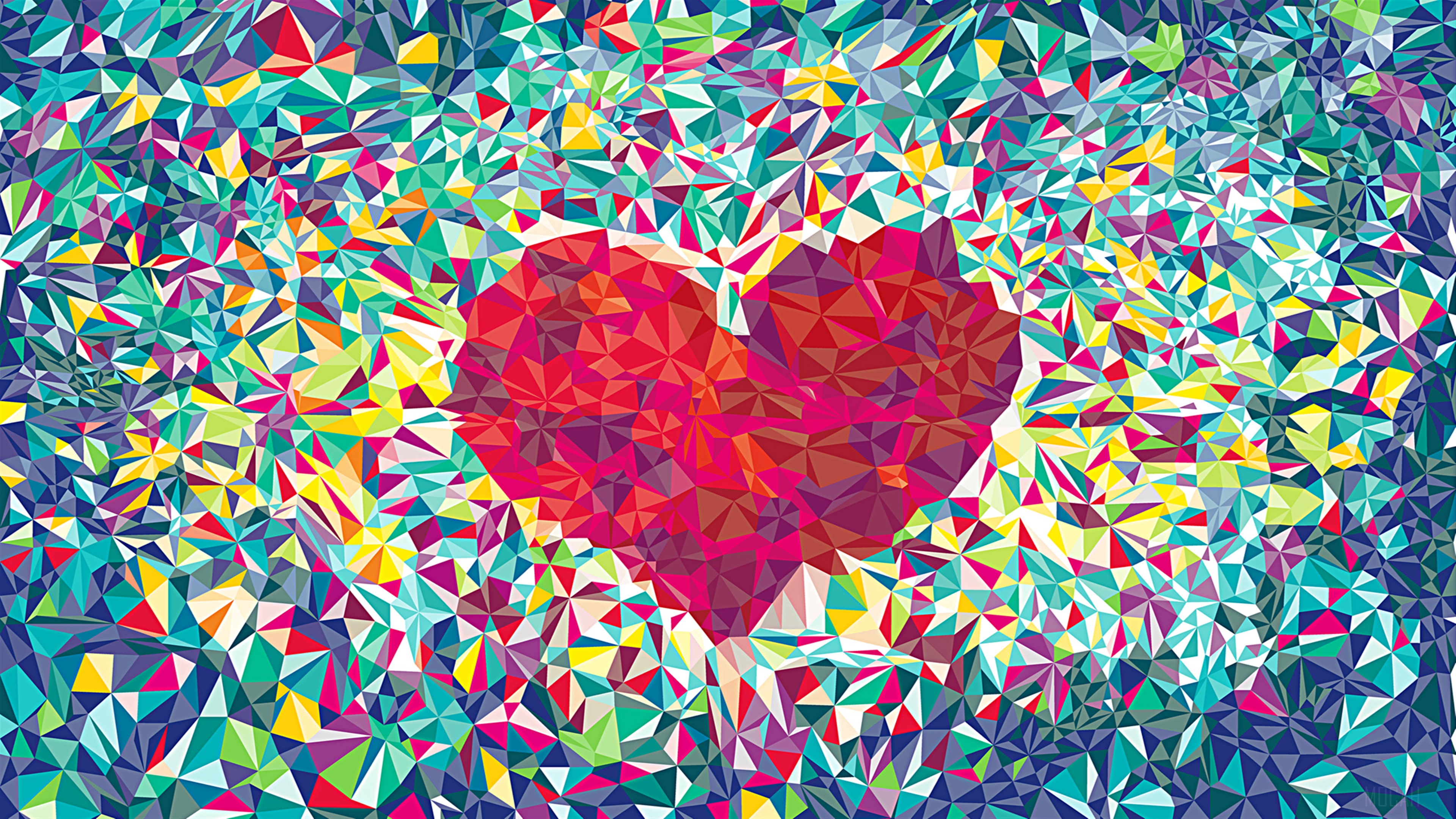 Heart made of colorful geometric shapes HD Wallpaper