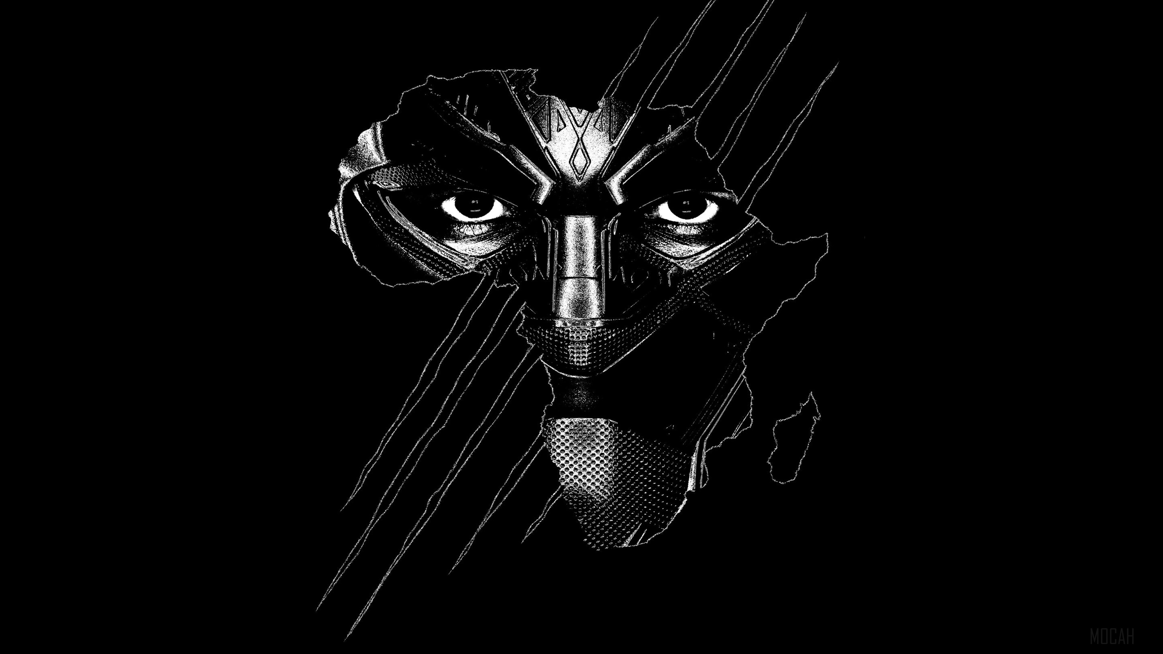 Black Panther mask superimposed on Africa map 4K HD Wallpaper