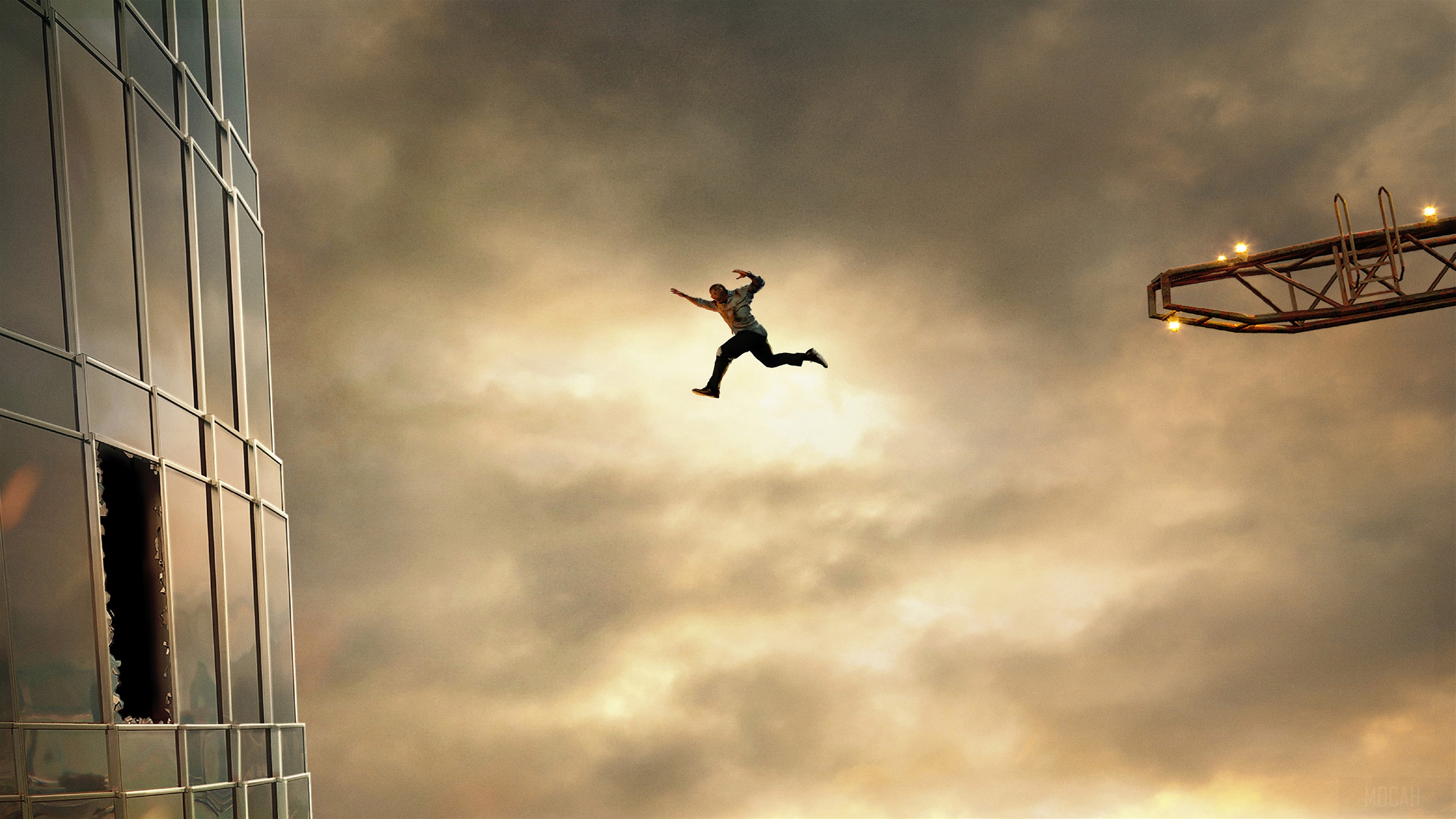 Man jumping from skyscraper in 4K HD Wallpaper