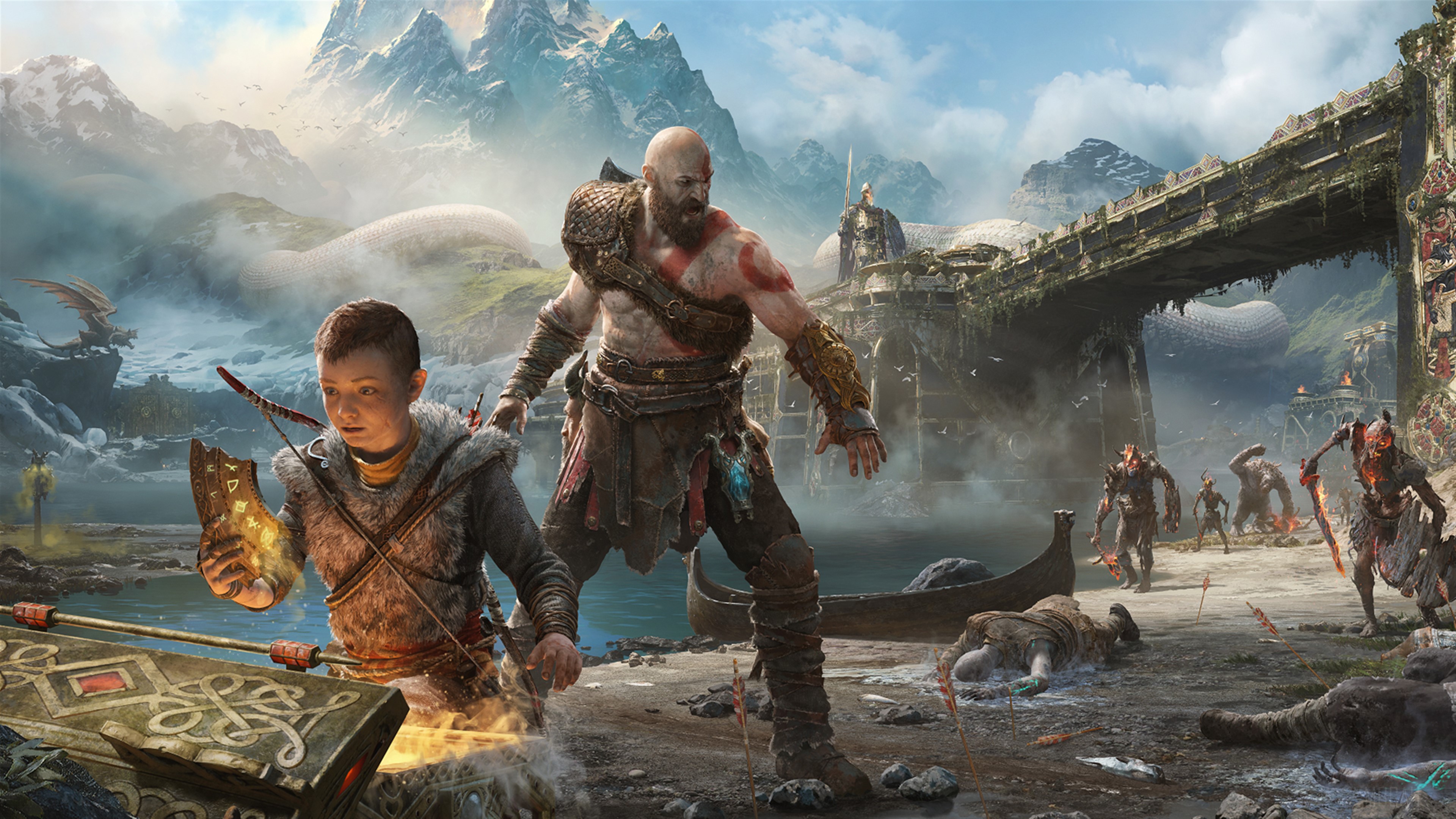 Kratos and Atreus from God of War 4K HD Wallpaper