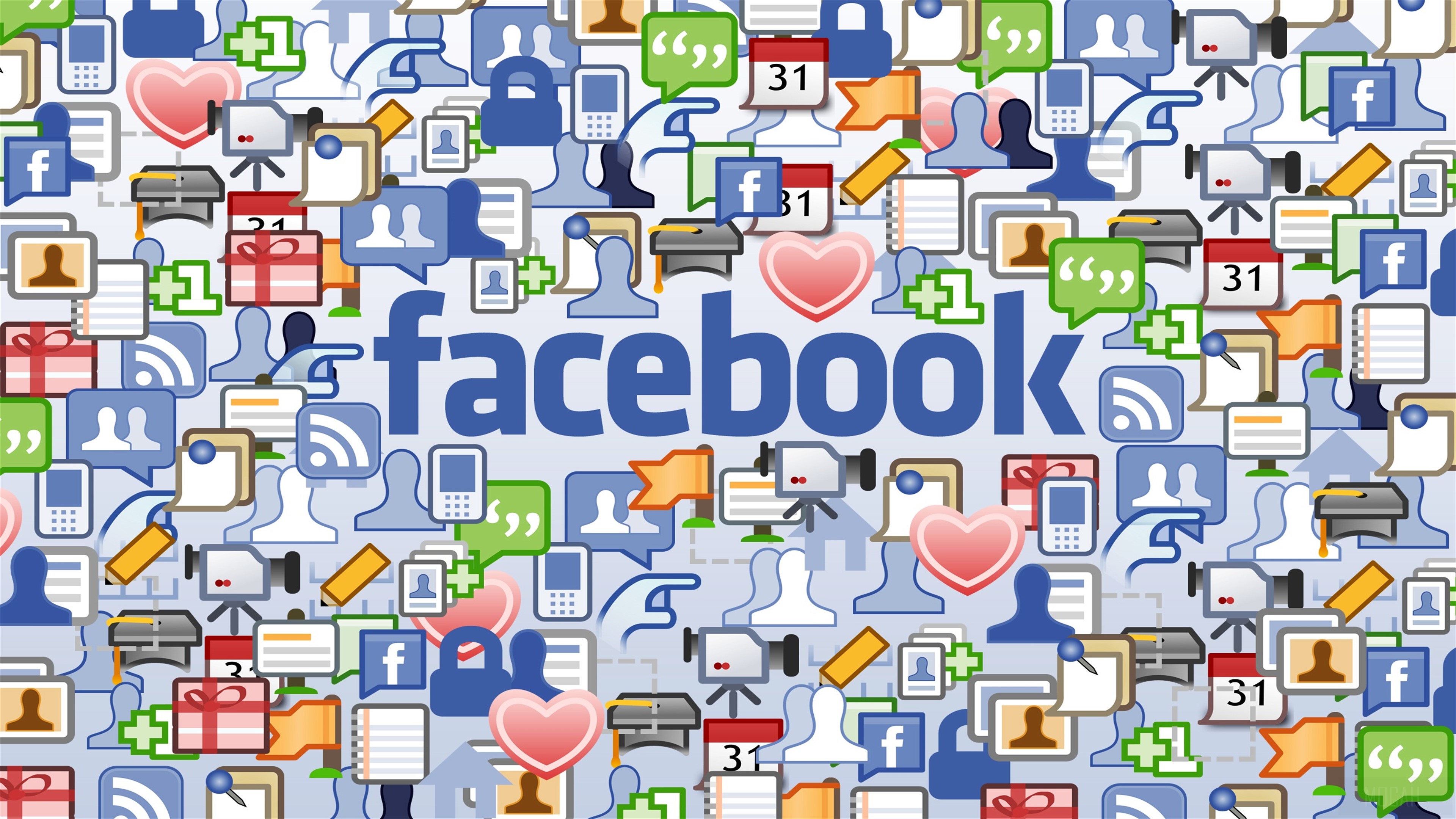 Facebook logo with social media icons HD Wallpaper