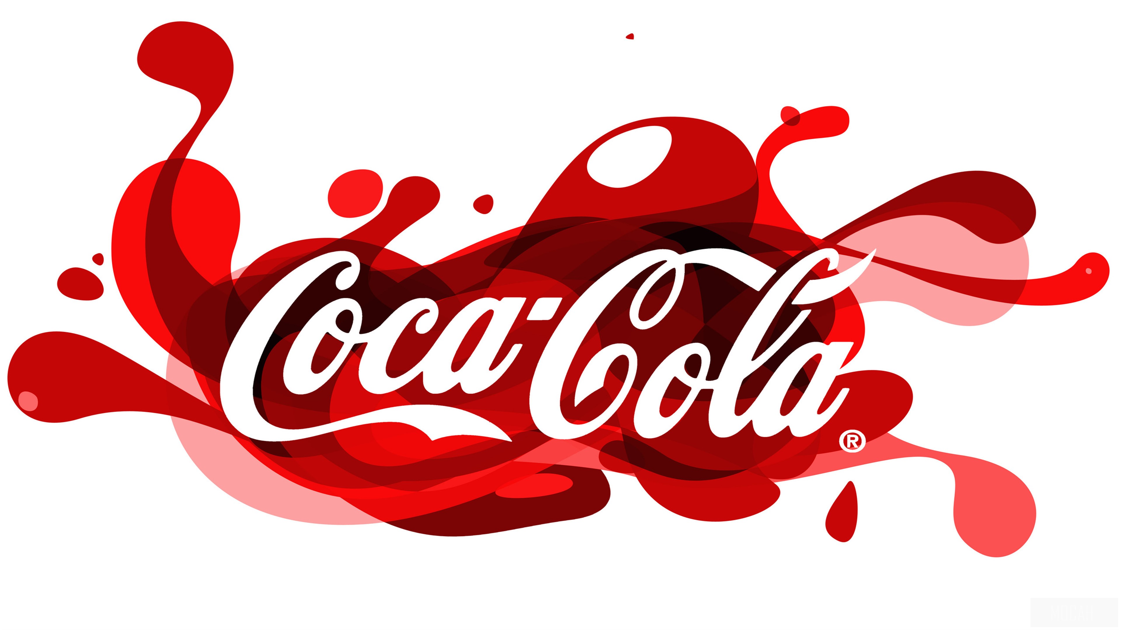 Coca-Cola logo with red splashes 4K HD Wallpaper