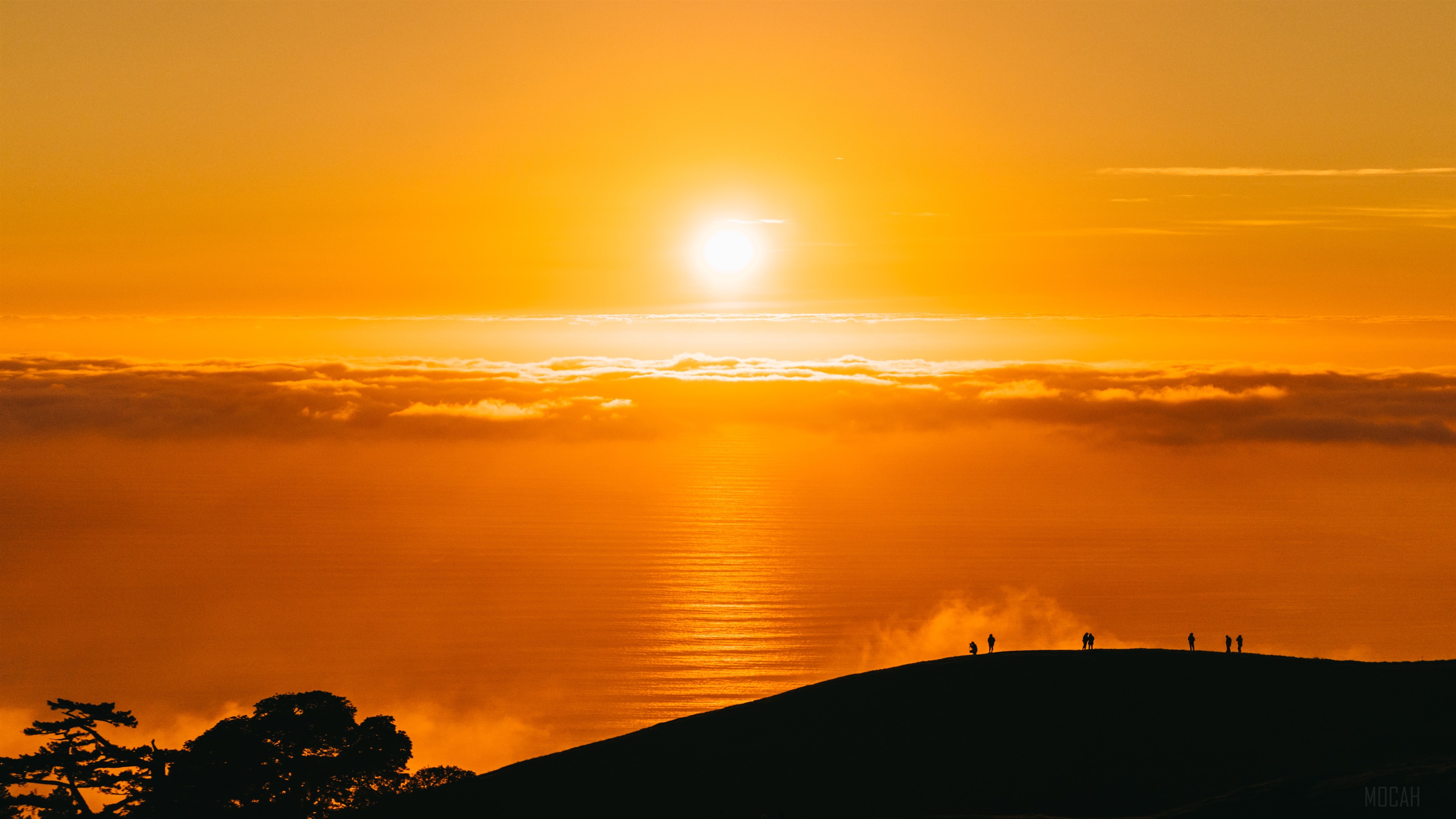 Sunset Silhouette over the Ocean with Clouds HD Wallpaper