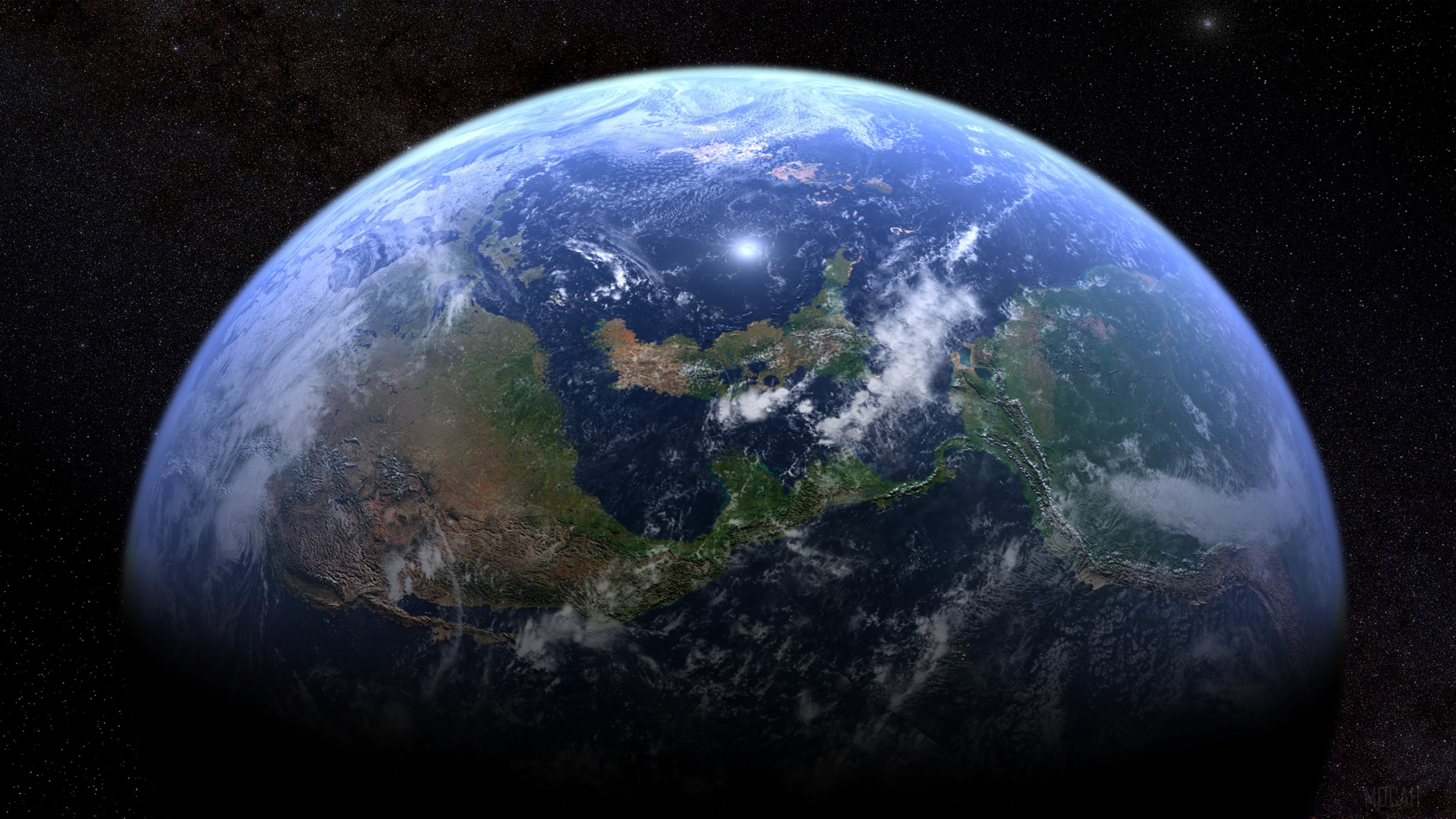 Planet Earth from Space with Stars 4K HD Wallpaper