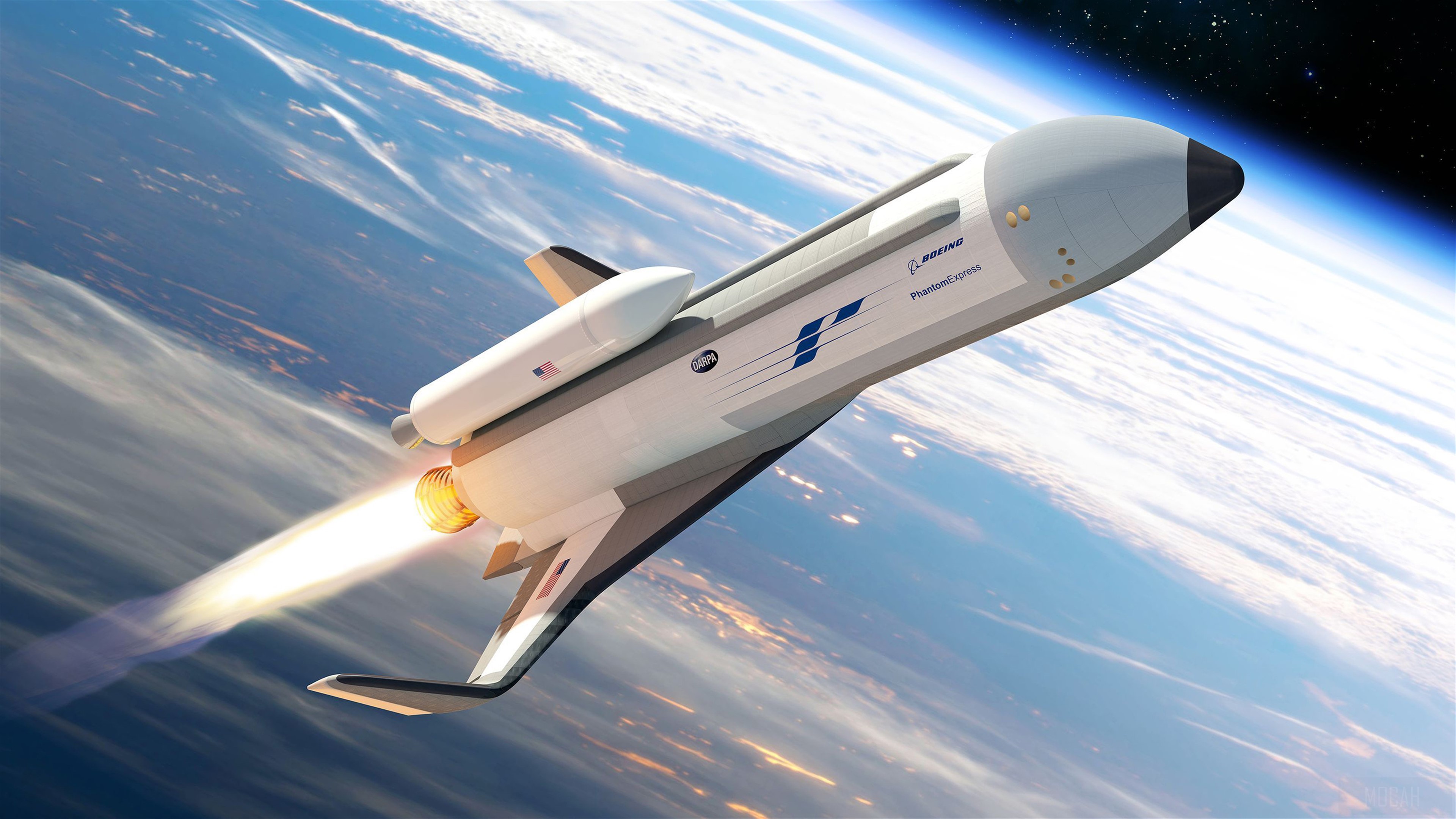 Boeing Phantom Express Spaceplane in Orbit 4K HD Wallpaper