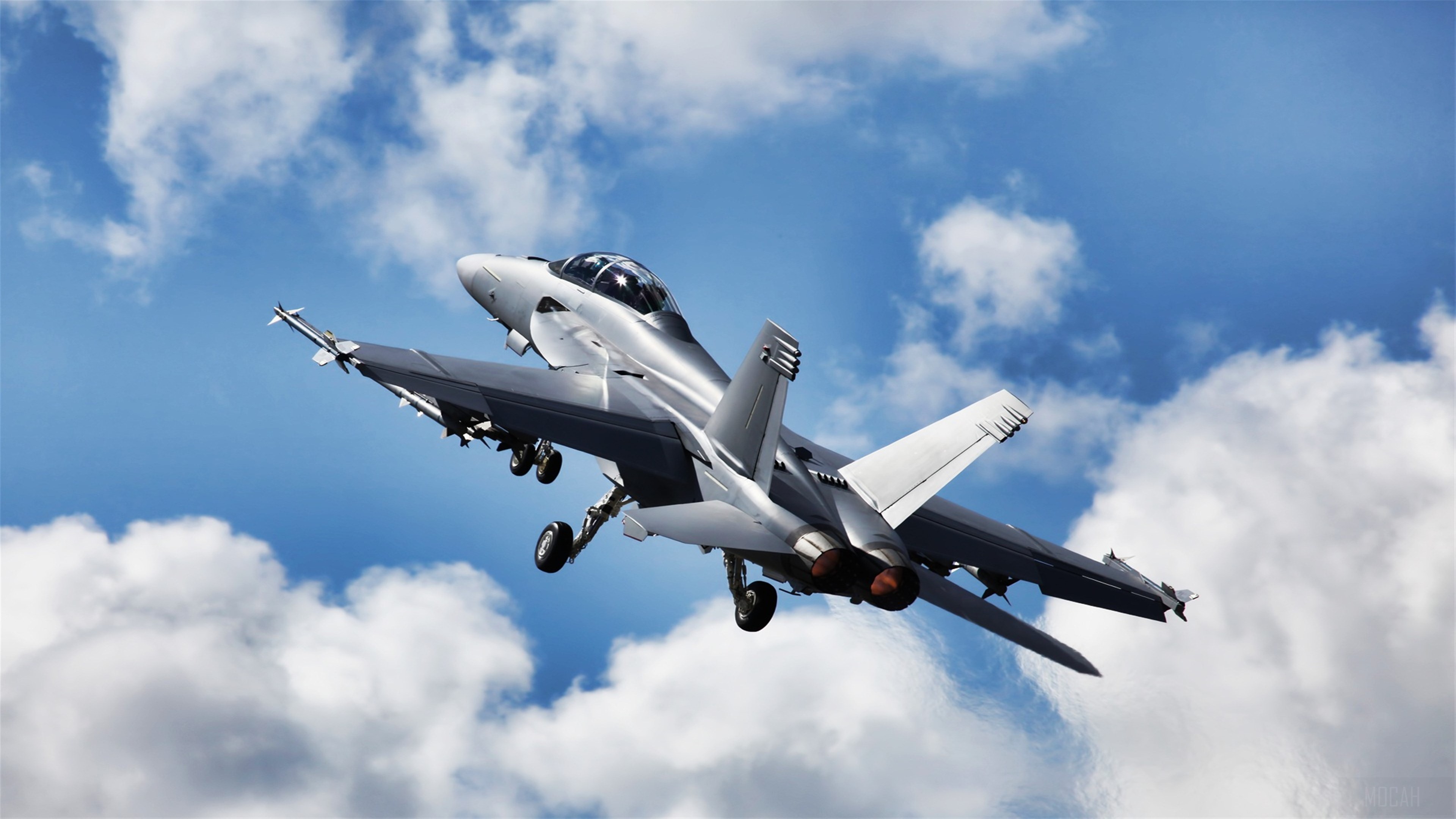 Boeing FA-18 Super Hornet in flight HD Wallpaper