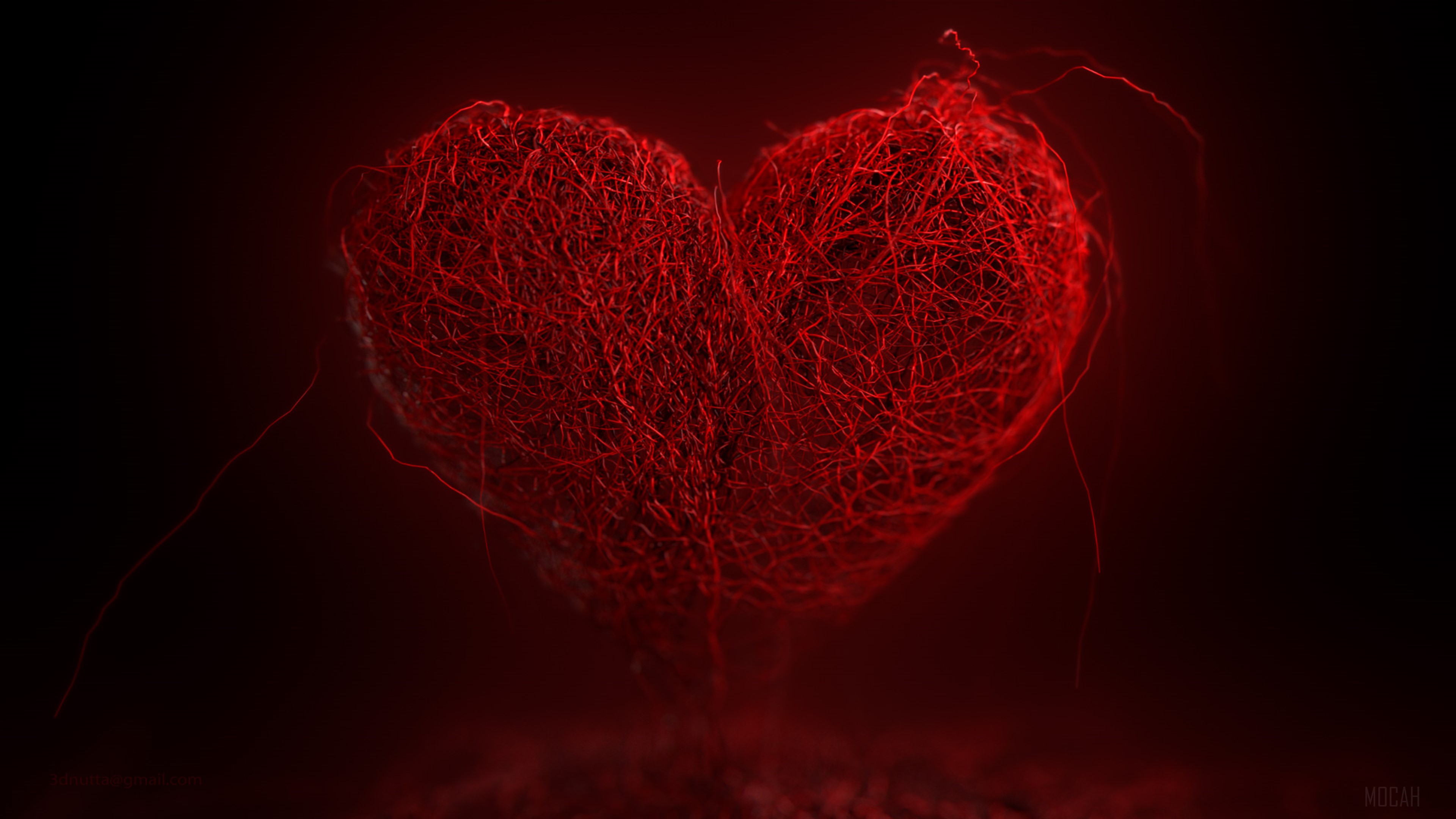 Red Heart Made of Threads 4K HD Wallpaper