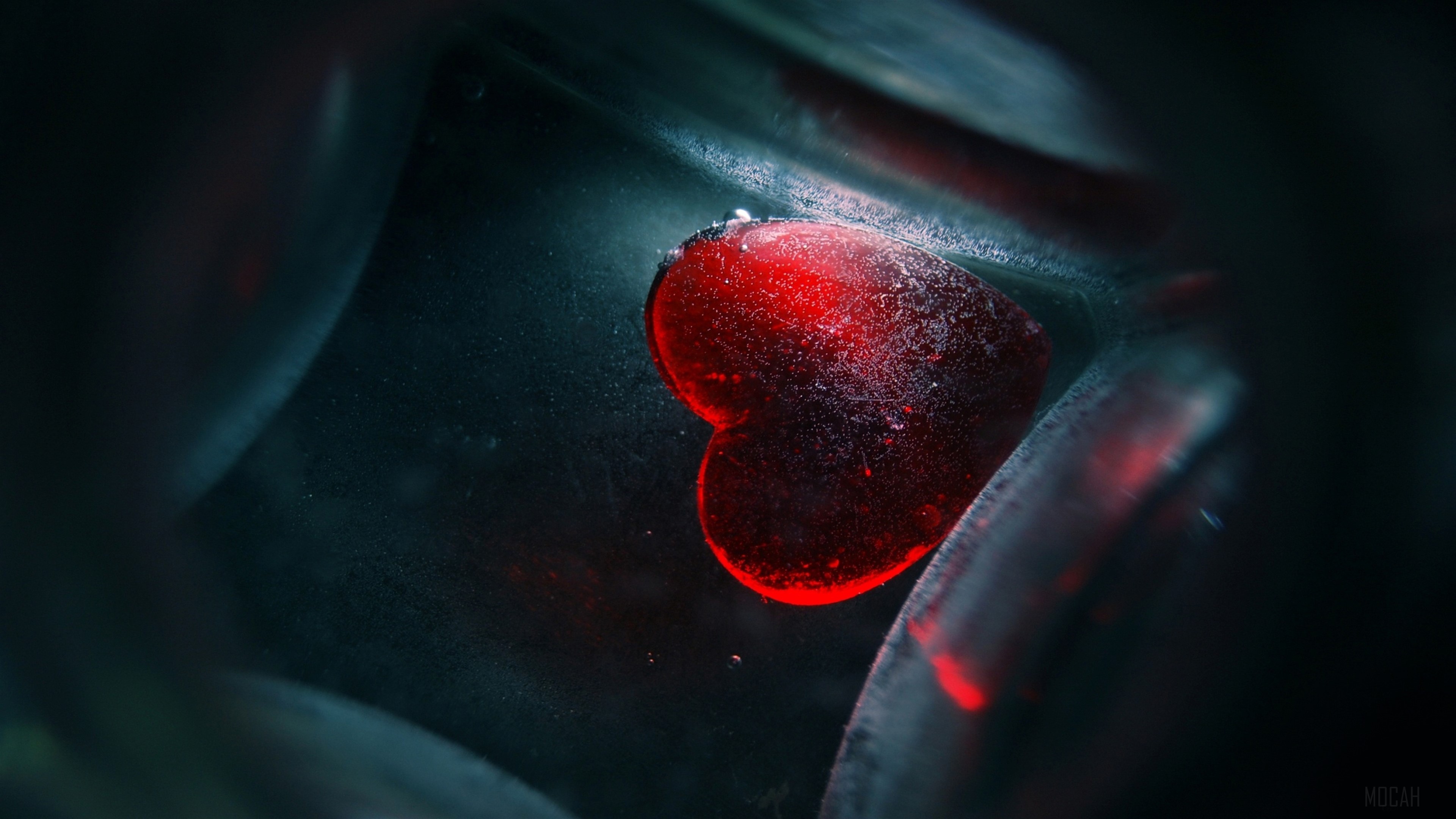 Red Heart Shape in Dark Environment 4K HD Wallpaper
