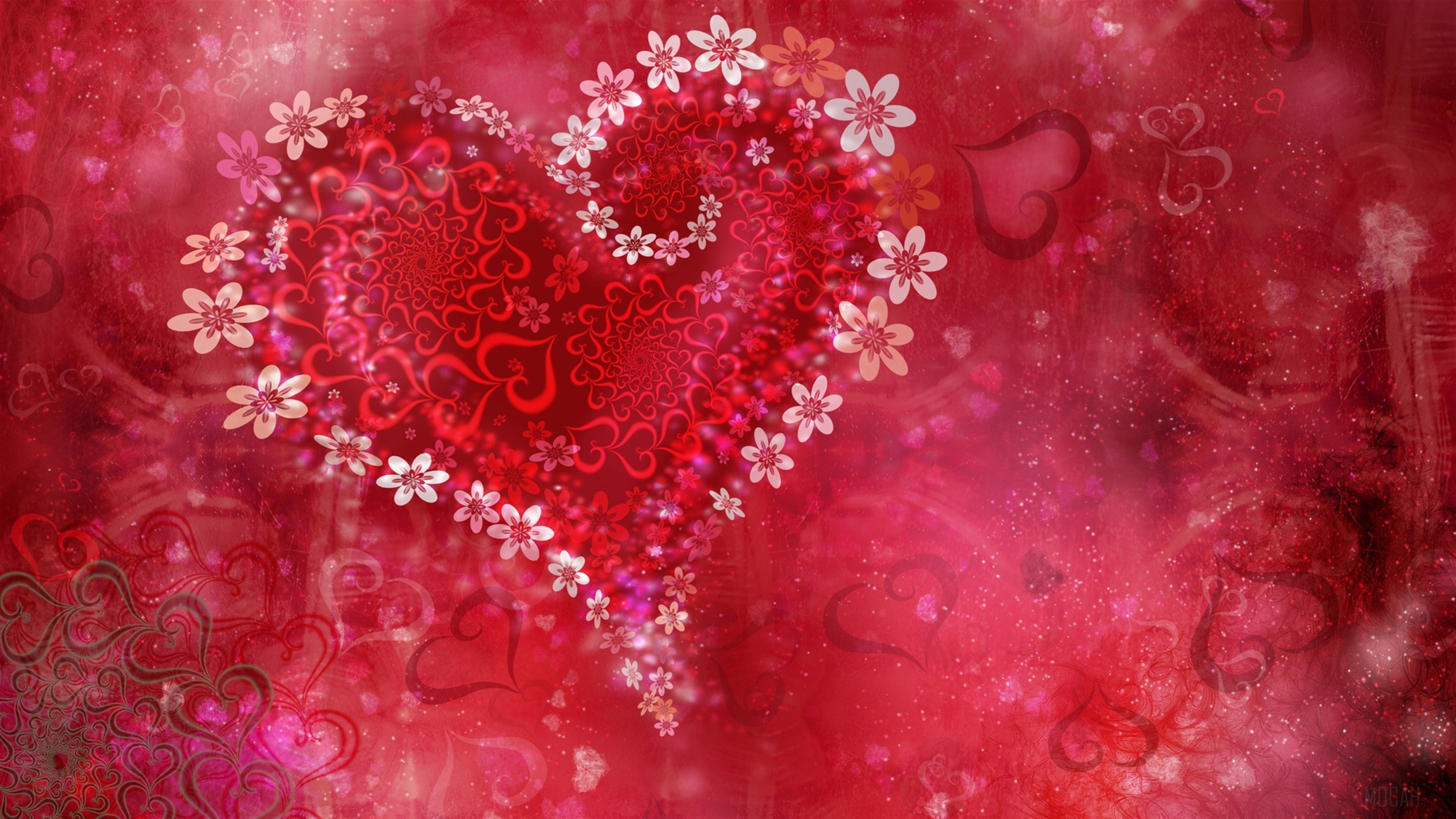 Love Heart Flowers HD Wallpaper