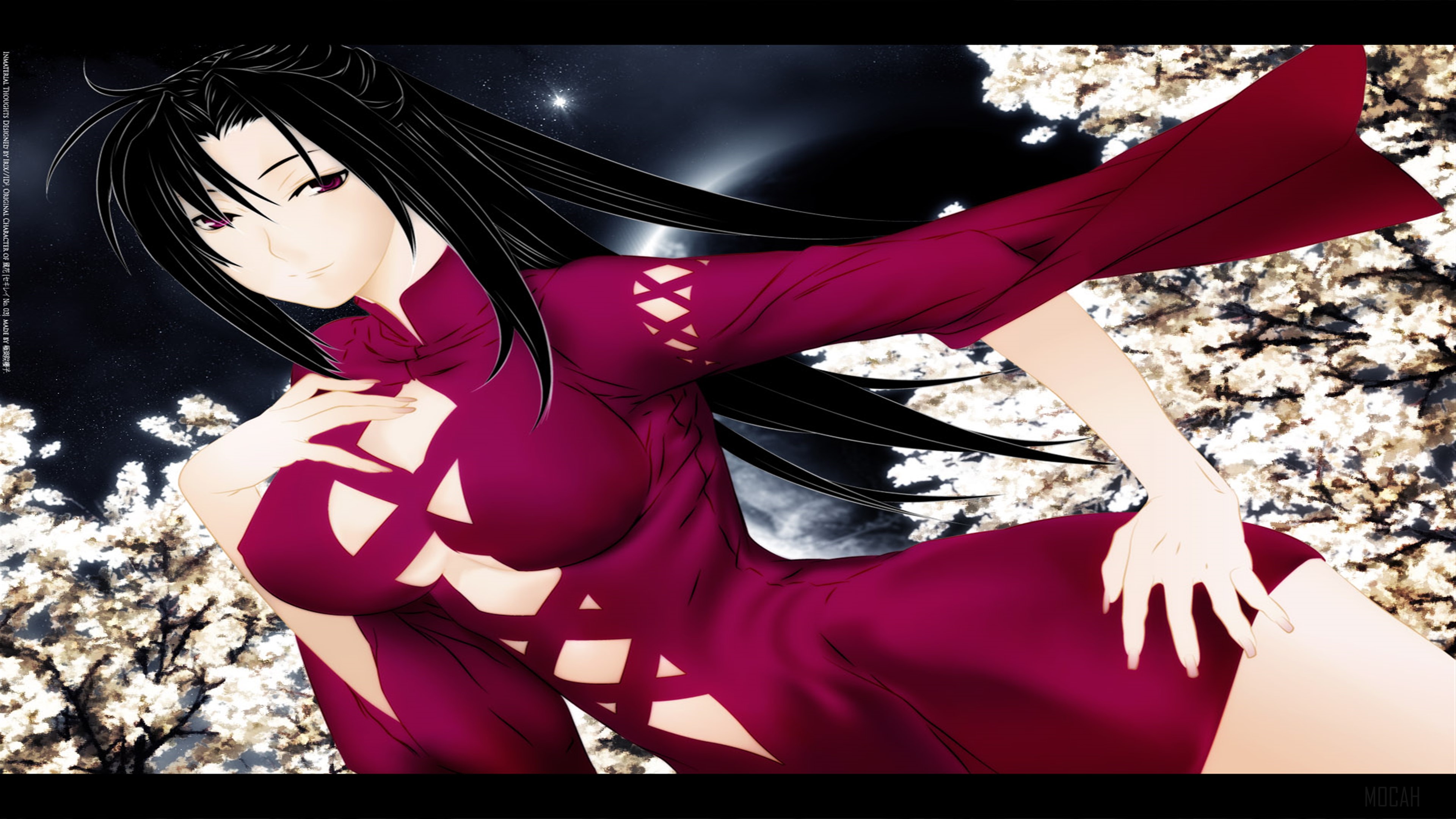 Anime Girl in Red Dress 4K HD Wallpaper