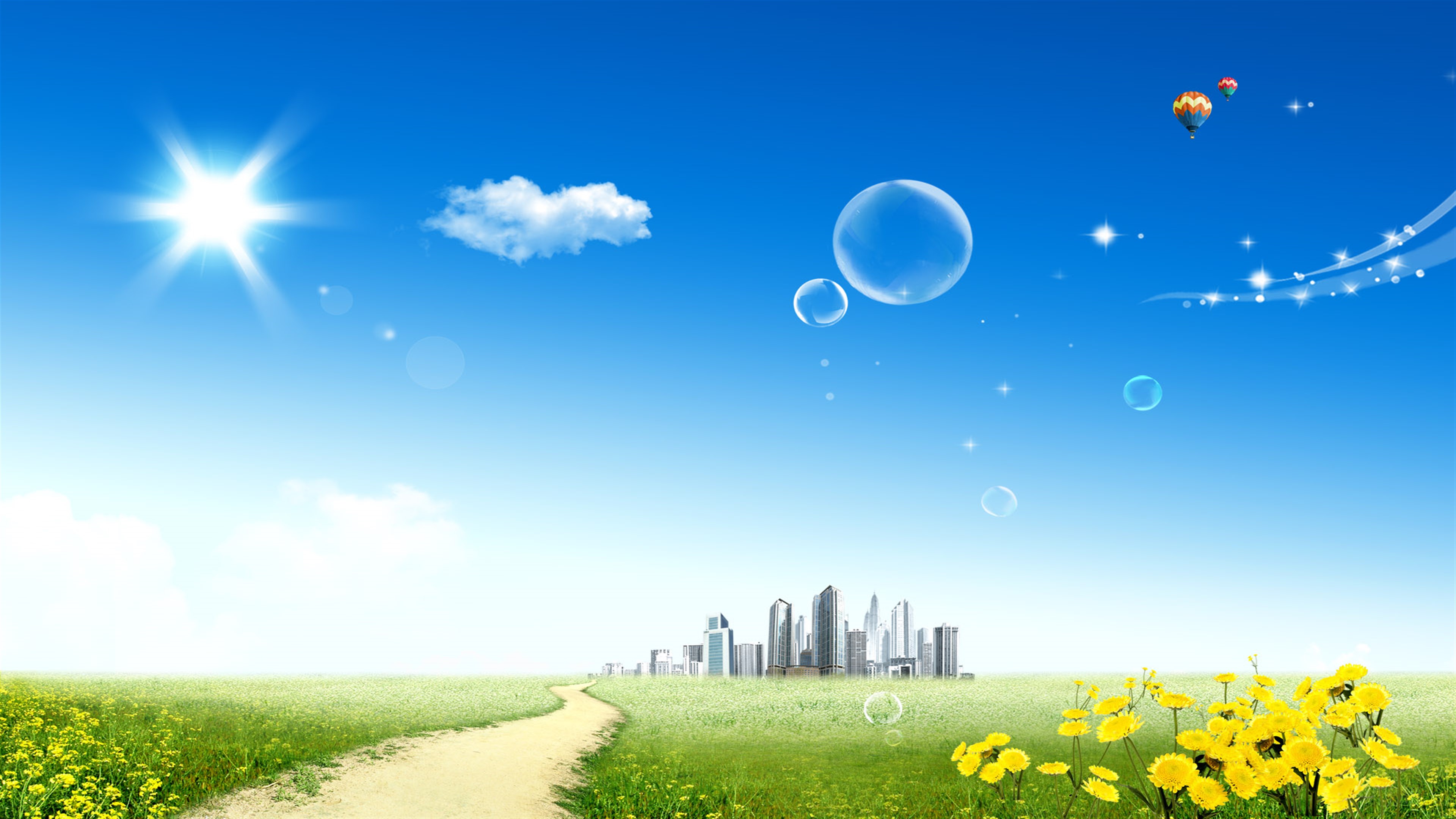 Blue Sky and City HD Wallpaper