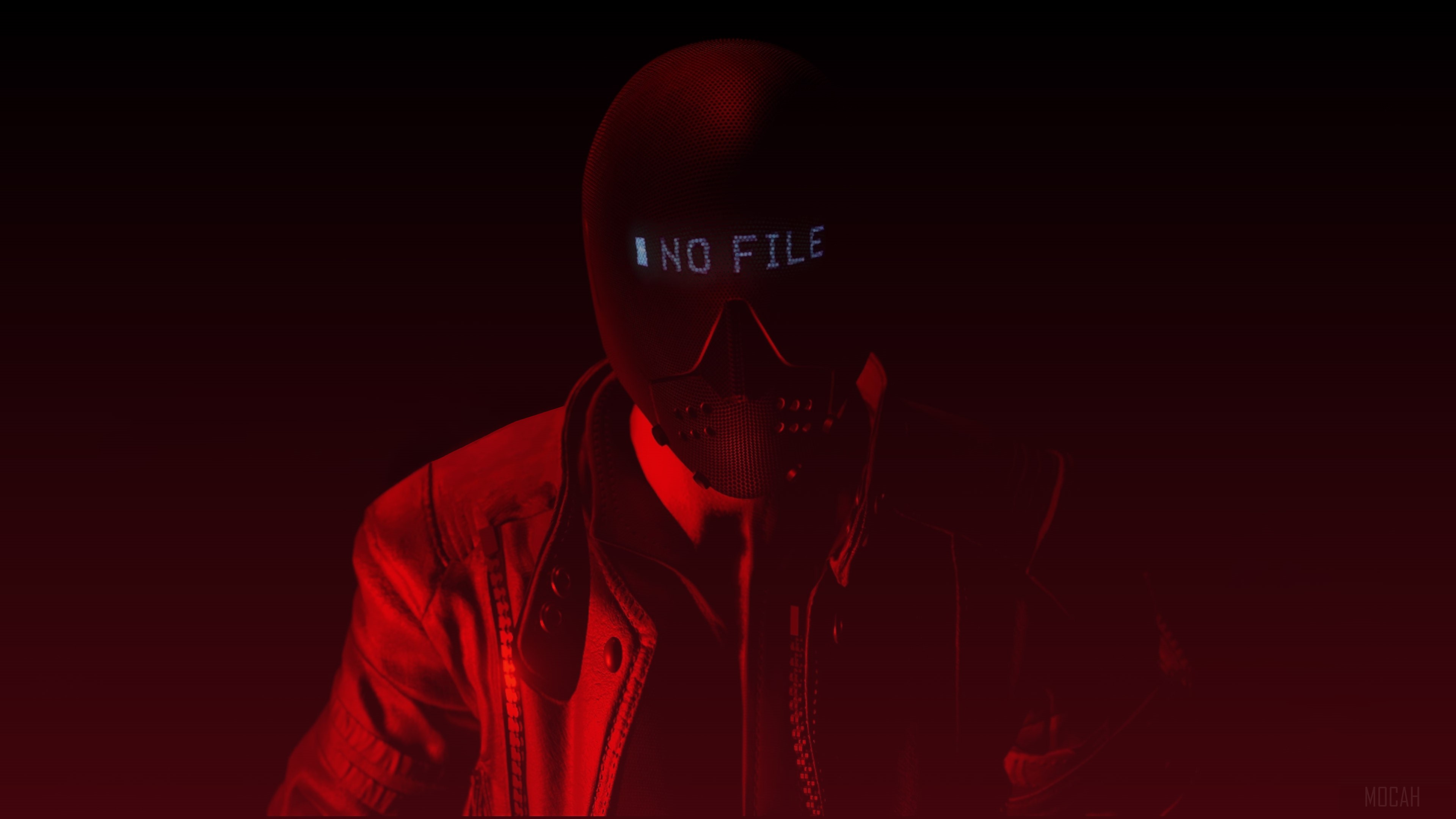 Man in mask with 'NO FILE' display from Watch Dogs 2 4K HD Wallpaper