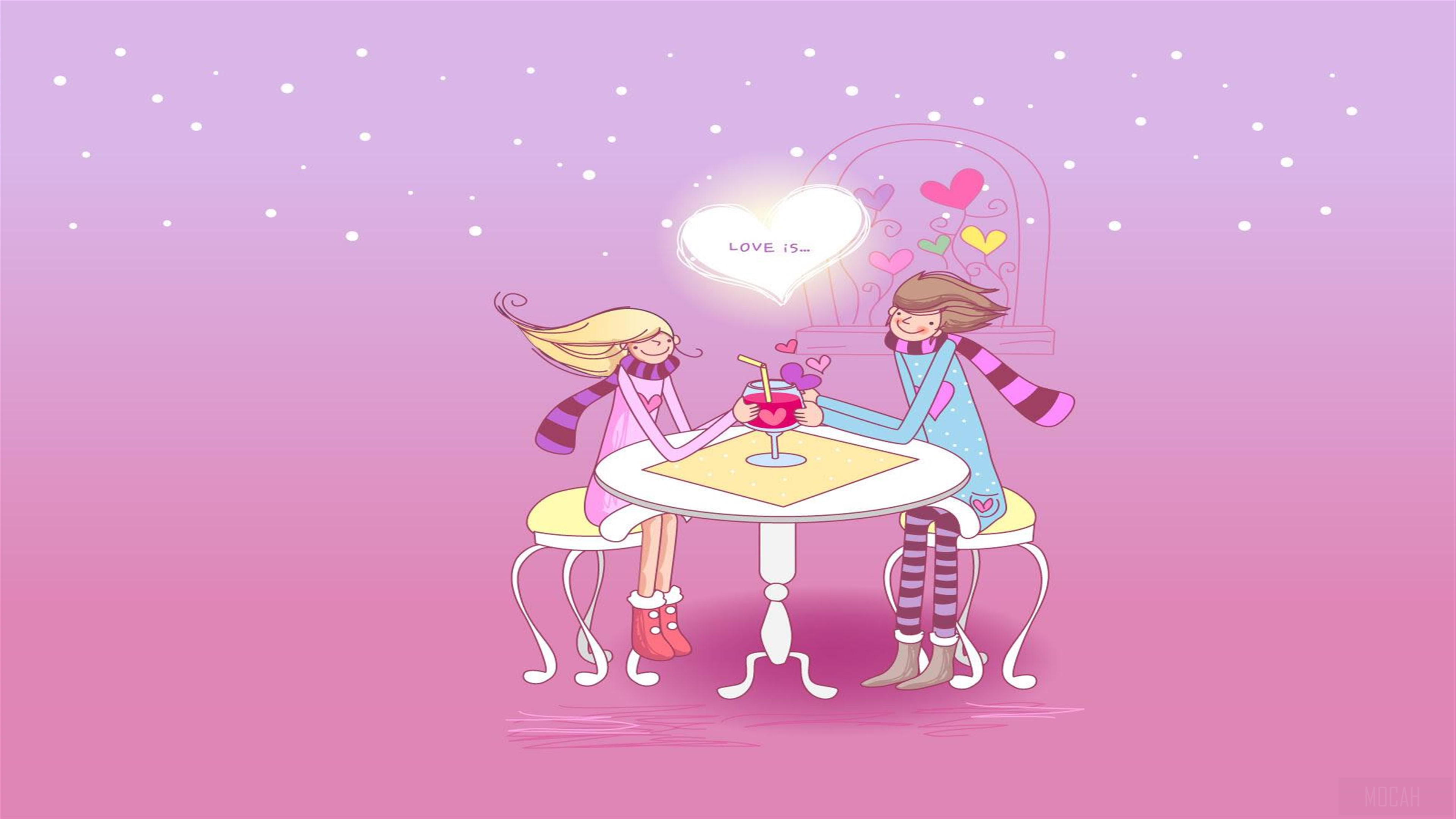 Couple Sharing a Love Drink 4K HD Wallpaper