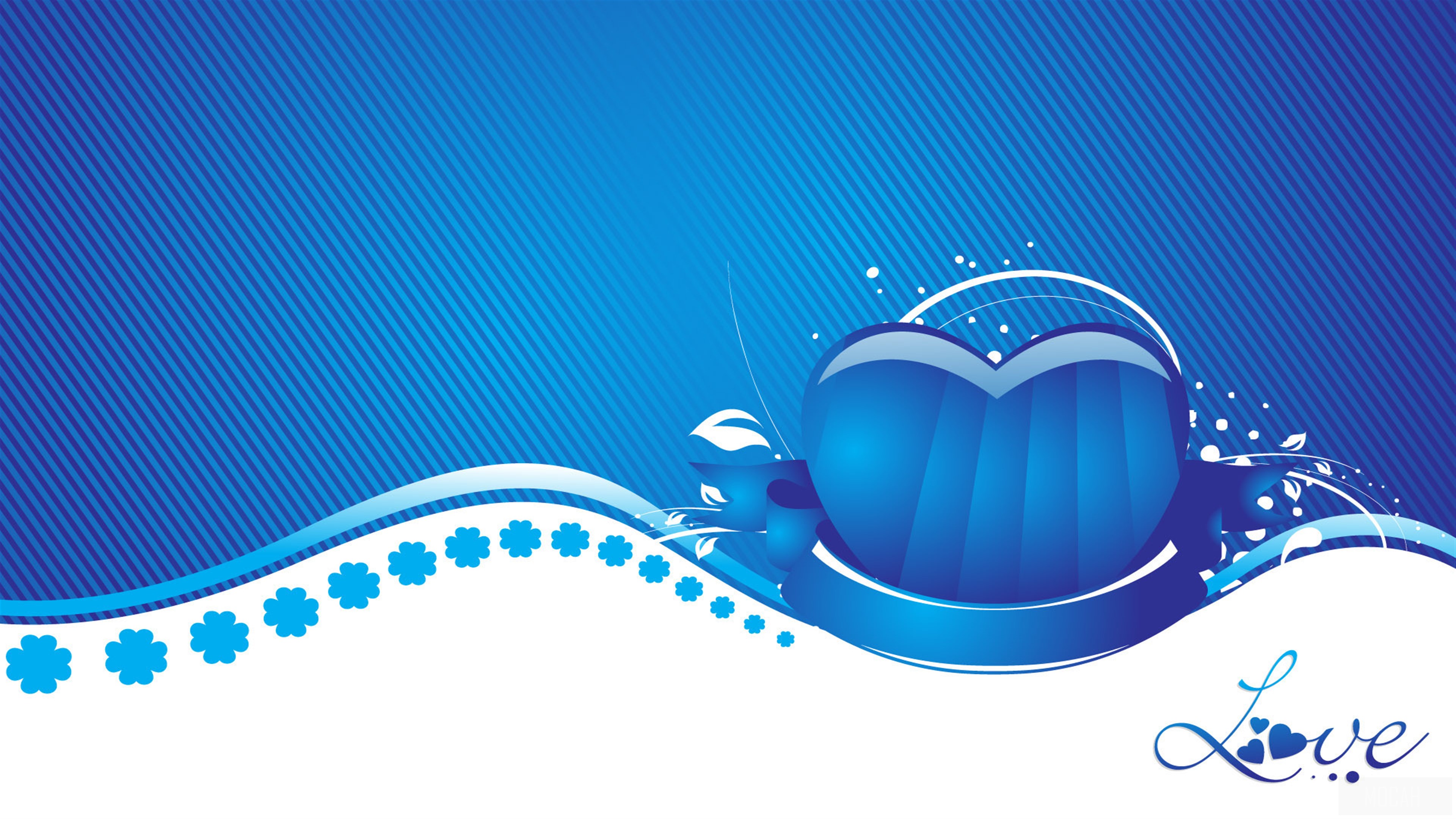 Blue Heart Love Design 4K HD Wallpaper