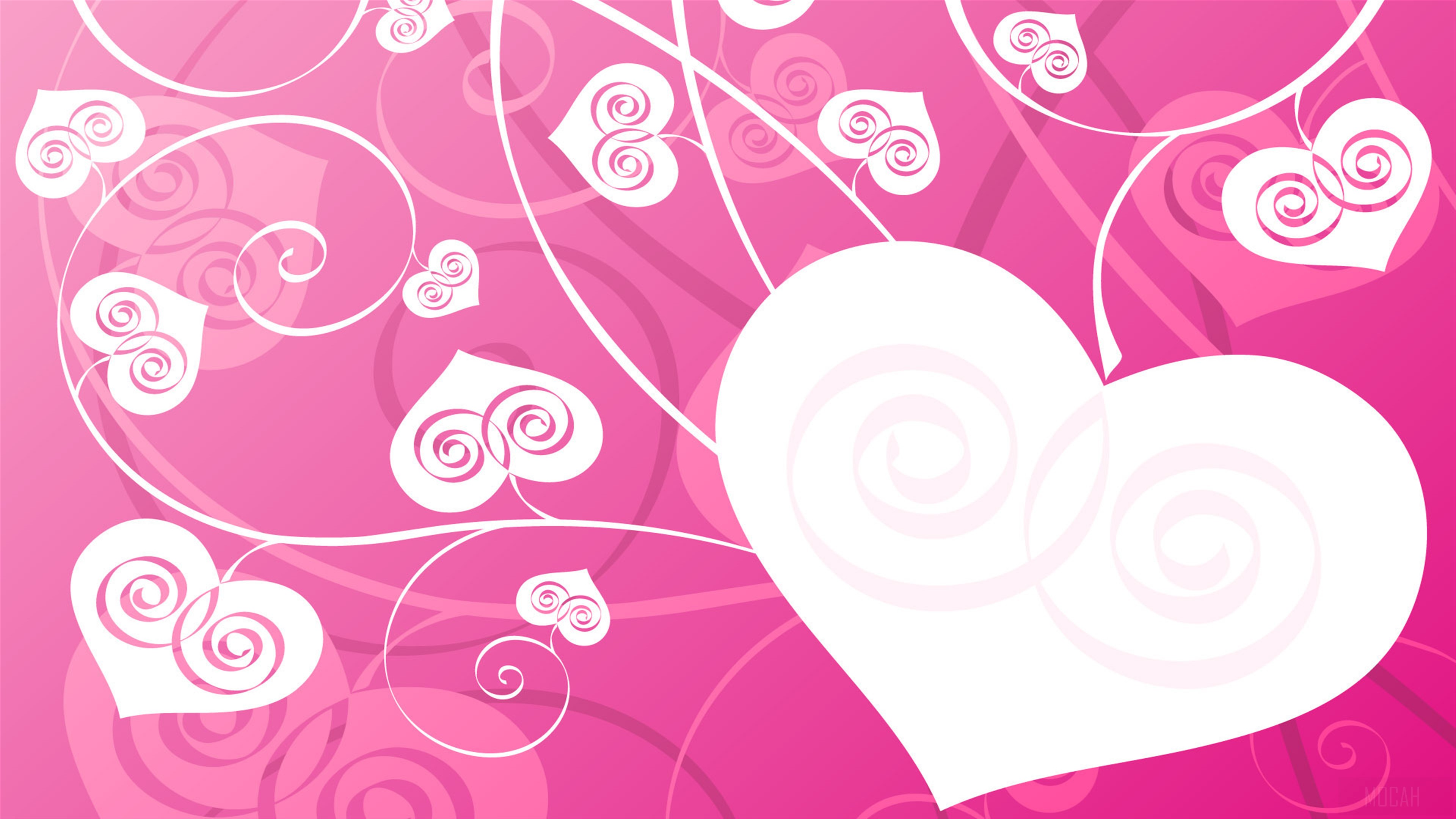Pink Hearts and Swirls Design 4K HD Wallpaper