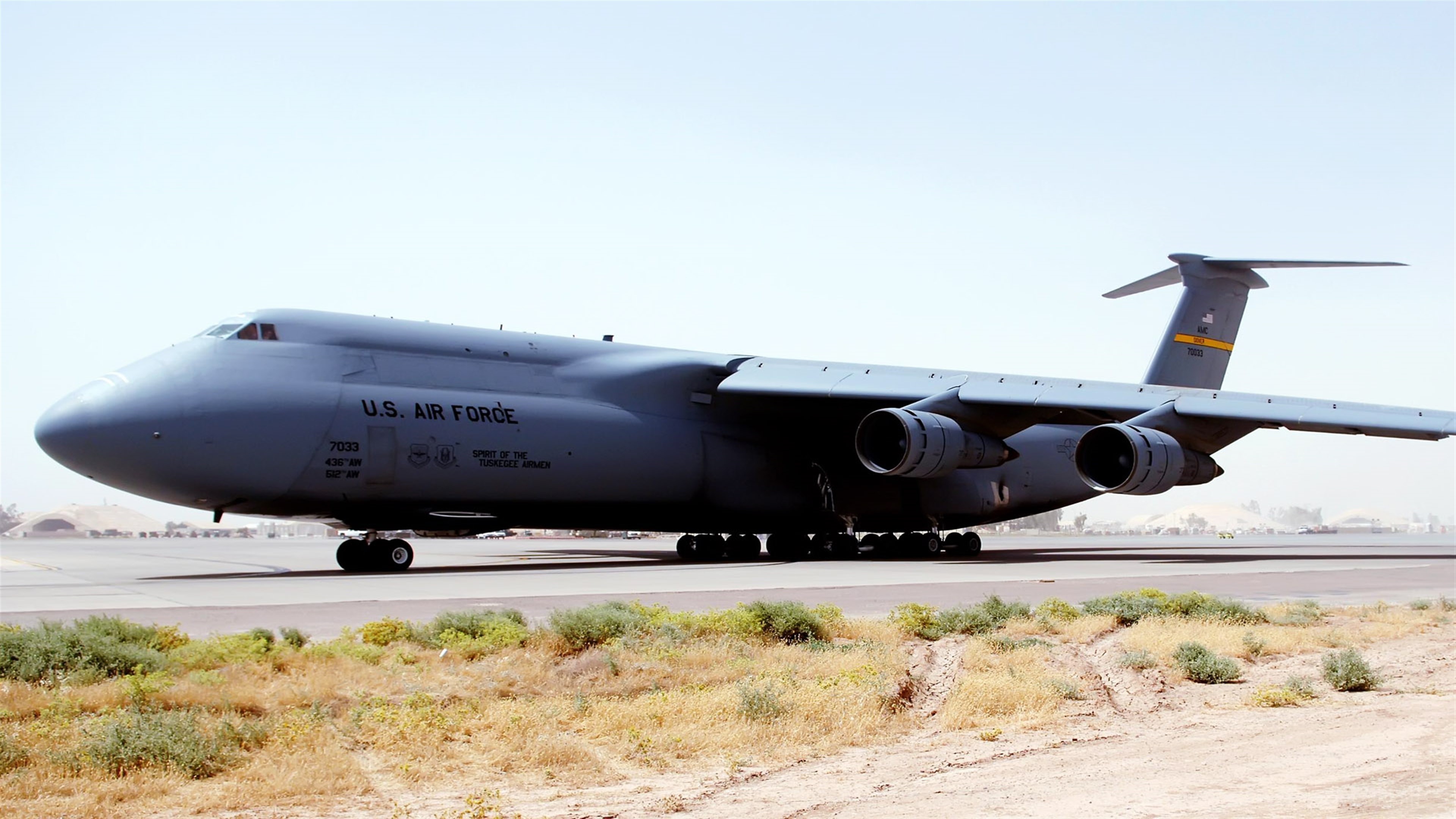 C-5 Galaxy at Balad Air Base, Iraq 4K HD Wallpaper